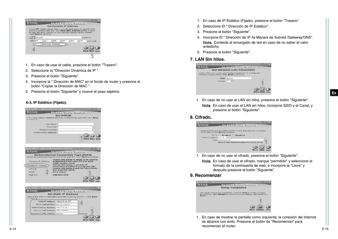 Samsung SCC-C6475P manual LAN Sin hilos, Cifrado, Recomenzar 