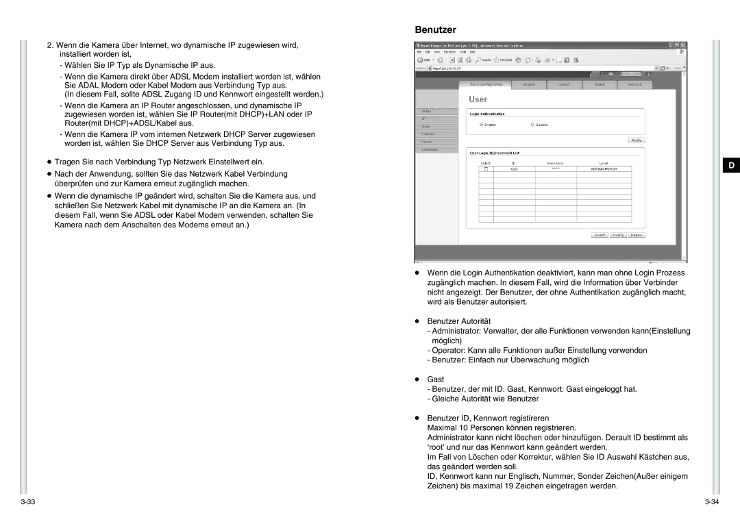 Samsung SCC-C6475P manual Benutzer 