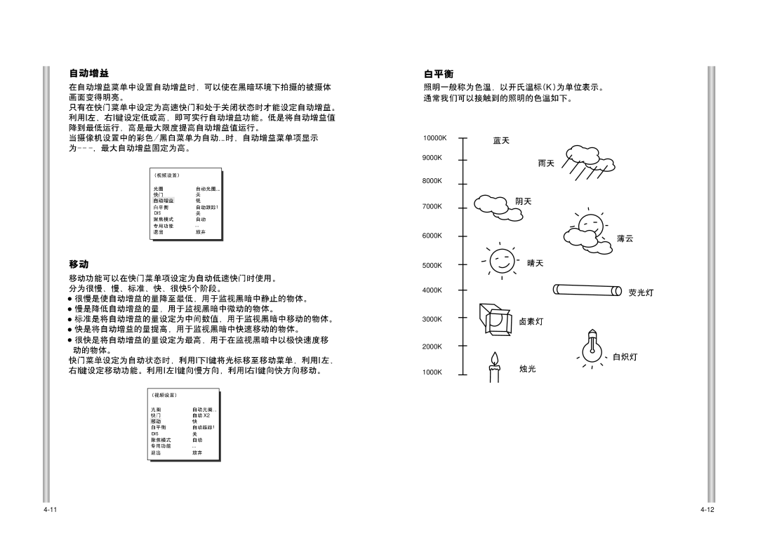 Samsung SCC-C6475P manual 10000K 9000K 8000K 7000K 6000K 5000K 4000K 3000K 2000K 1000K 