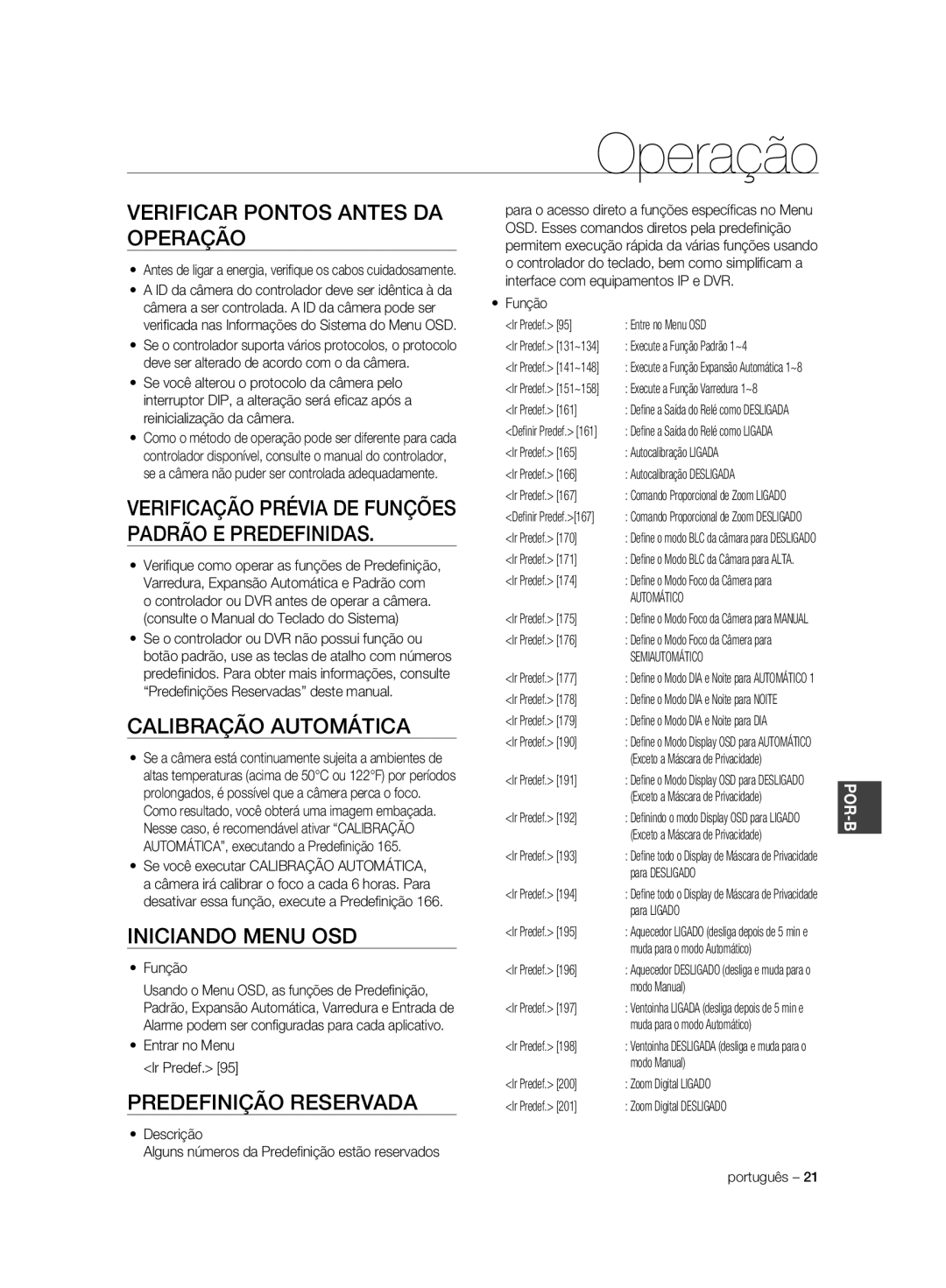 Samsung SCC-C7325P, SCC-C6323P manual Verificar Pontos Antes DA Operação, Calibração Automática, Iniciando Menu OSD 