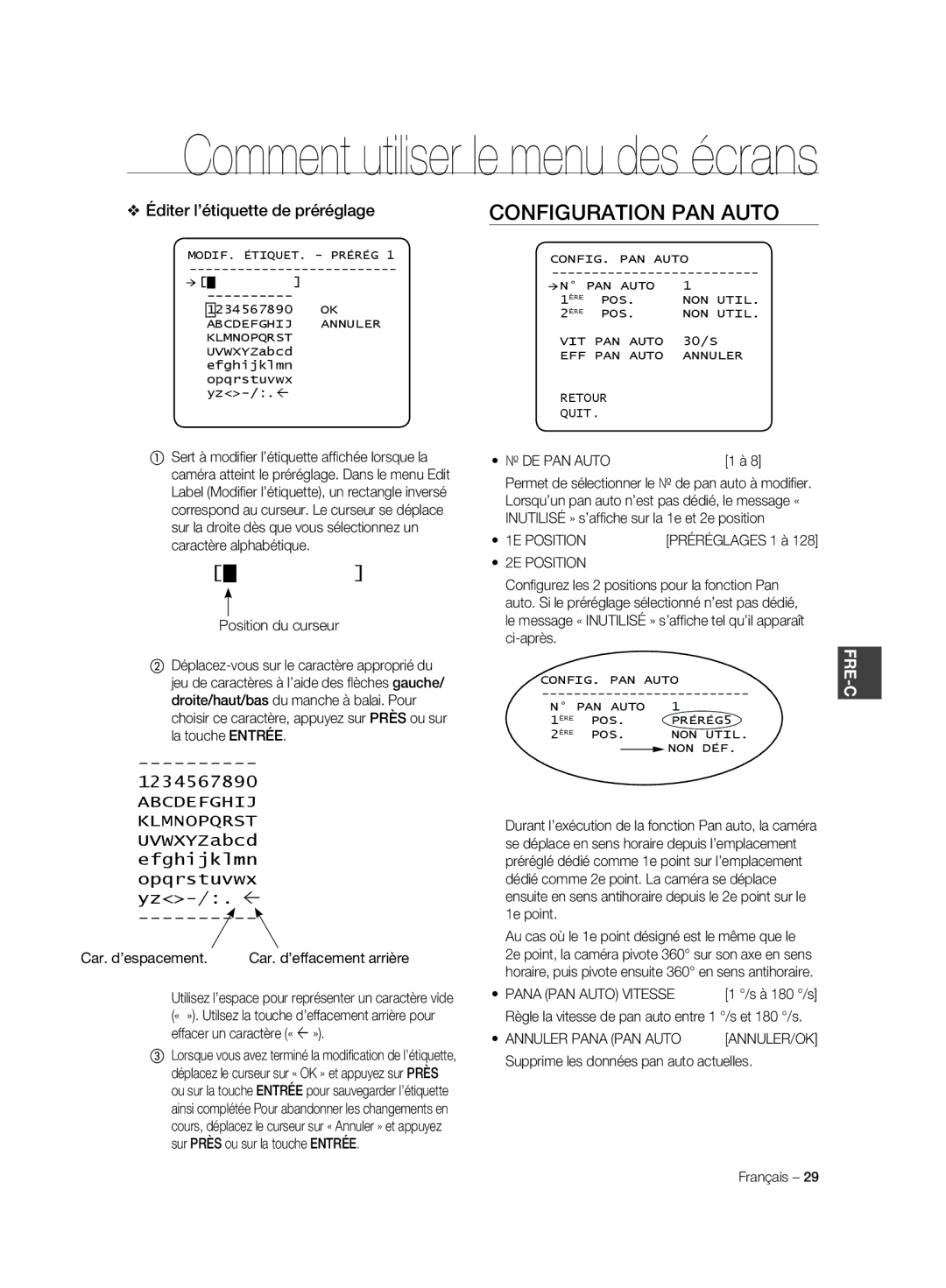 Samsung SCC-C6325P, SCC-C7325P, SCC-C6323P, SCC-C6323N, SCC-C7325N manual Configuration PAN Auto 