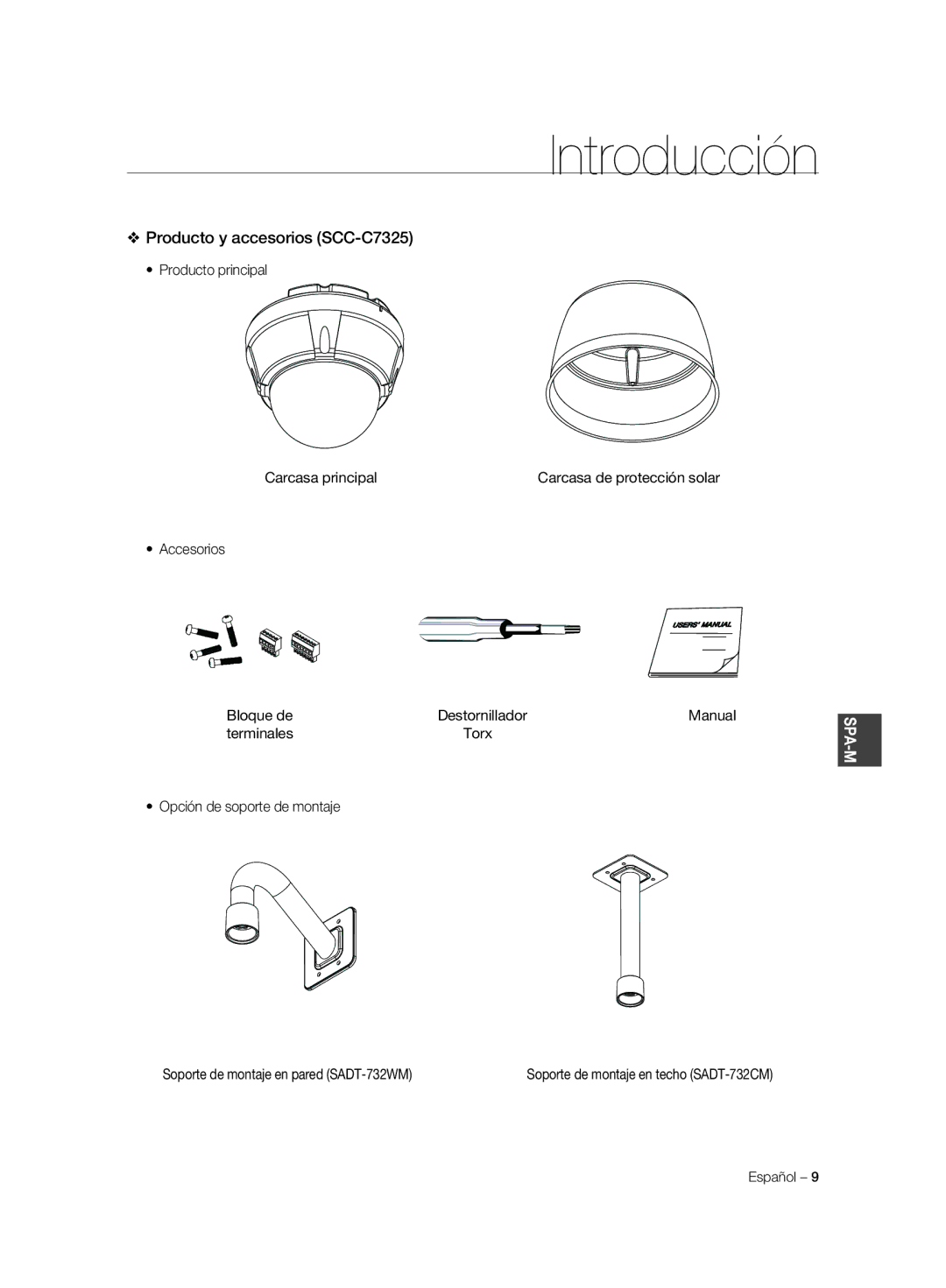 Samsung SCC-C7325P, SCC-C6323P, SCC-C6325P, SCC-C6323N Producto y accesorios SCC-C7325, Accesorios Bloque de Destornillador 