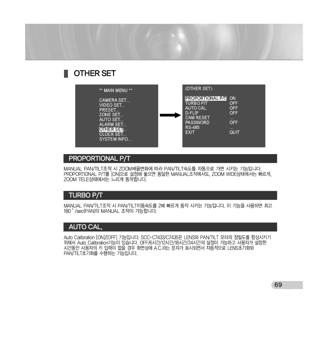 Samsung SCC-C7433 manual Otherset, Proportionalp/T, Turbop/T, Autocal 