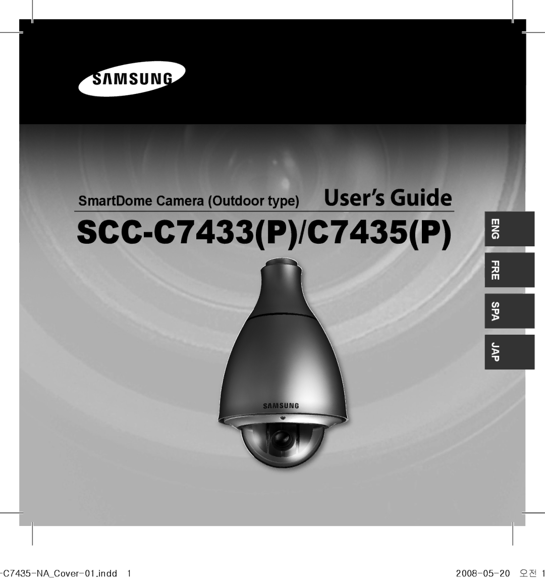 Samsung SCC-C7433(P), SCC-C7435(P) manual SmartDome Camera Outdoor type User’s Guide, C7435-NACover-01.indd 2008-05-20 오전 