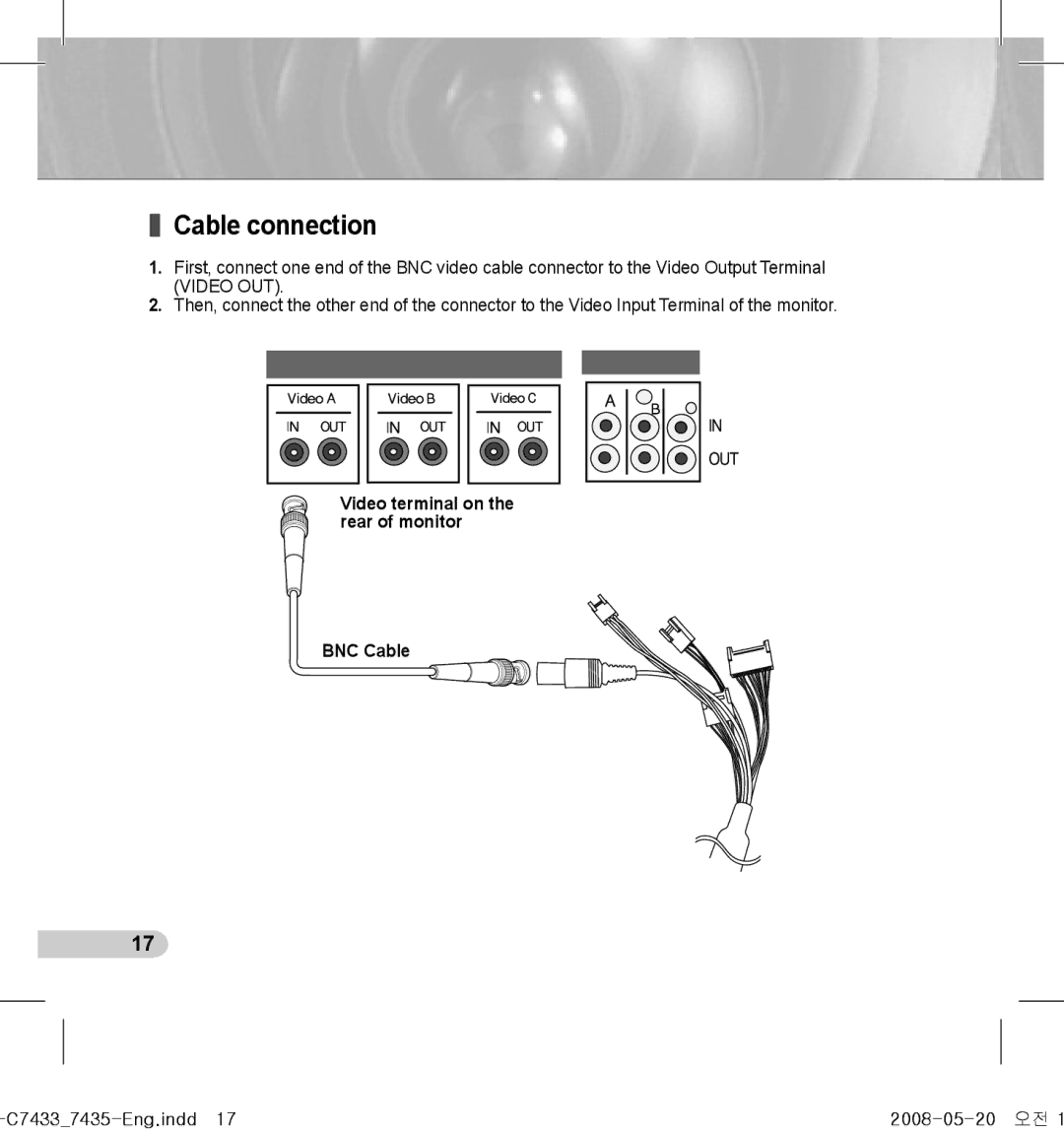 Samsung SCC-C7435(P), SCC-C7433(P) manual Cable connection, C74337435-Eng.indd17 