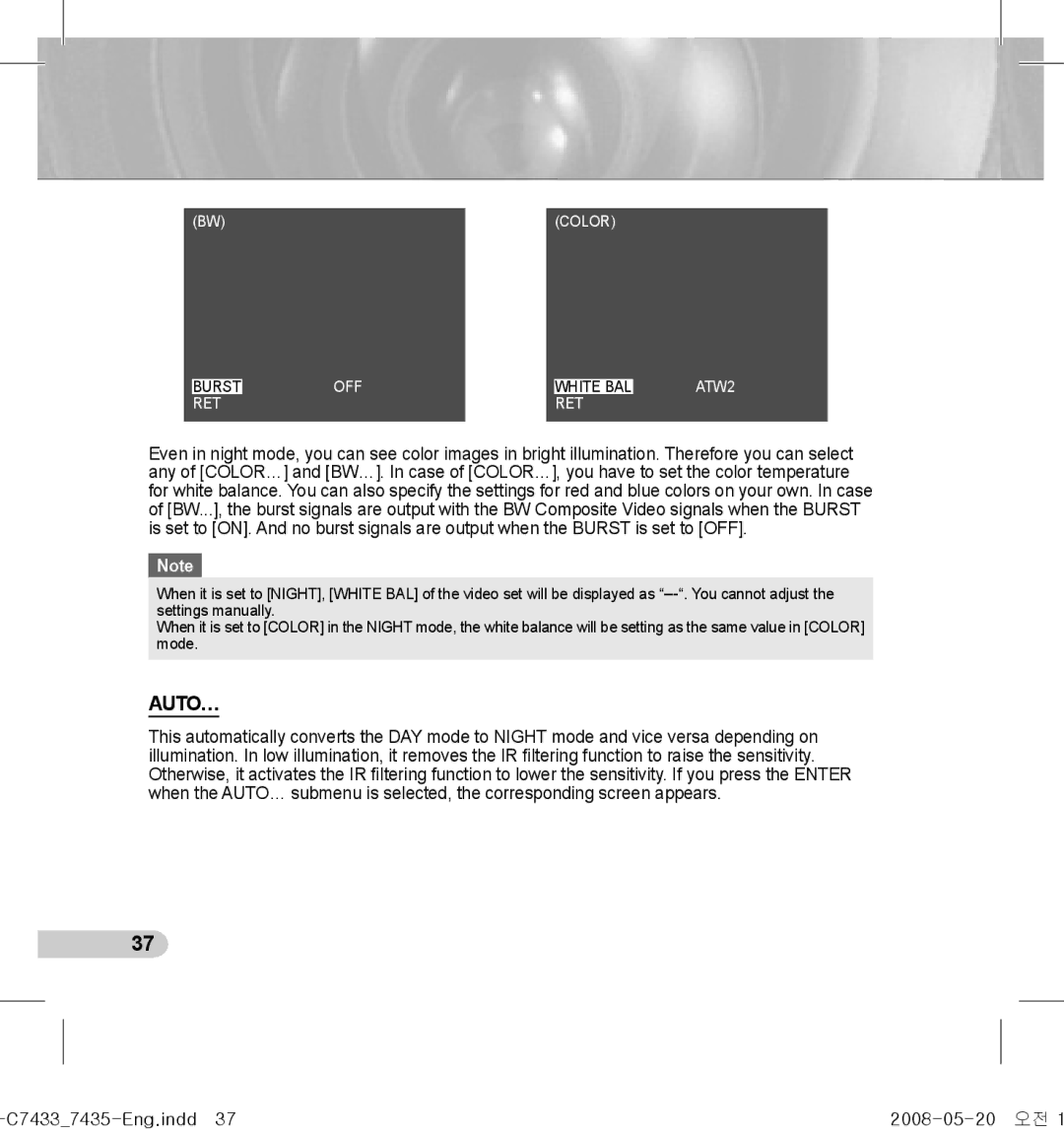 Samsung SCC-C7435(P), SCC-C7433(P) manual Auto… 