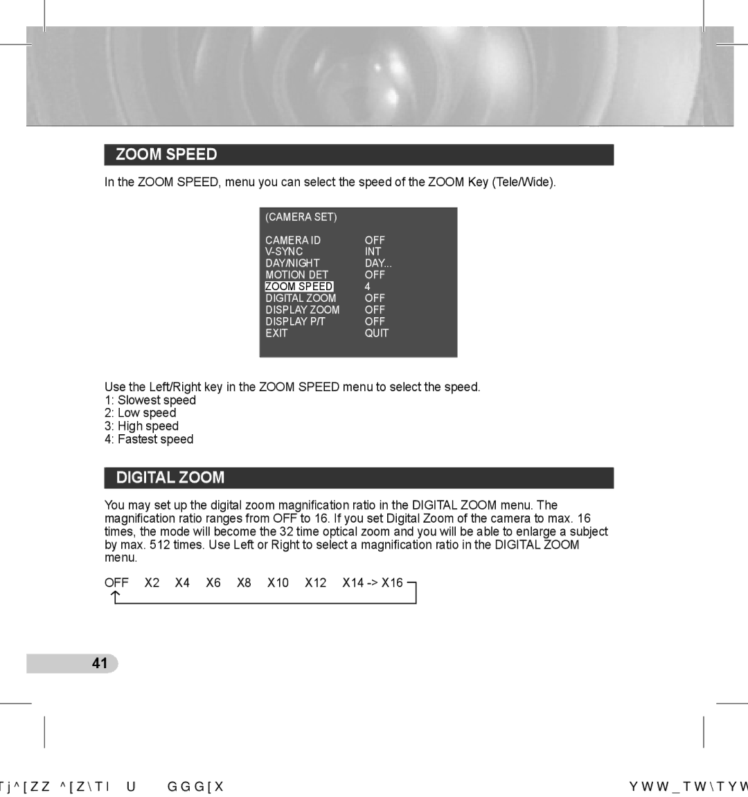 Samsung SCC-C7435(P), SCC-C7433(P) manual Zoom Speed, Digital Zoom 