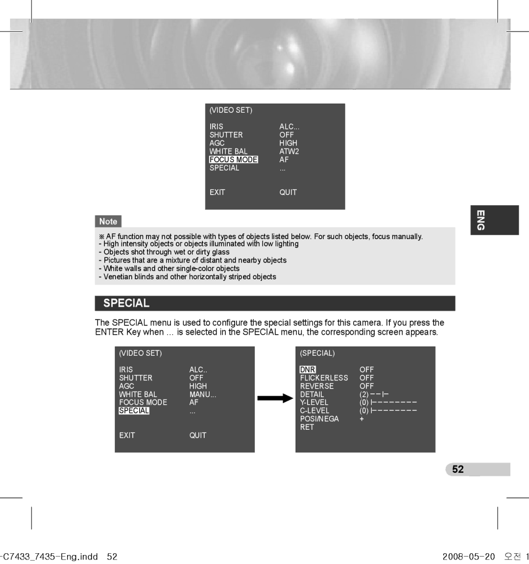 Samsung SCC-C7433(P), SCC-C7435(P) manual Special, C74337435-Eng.indd52 