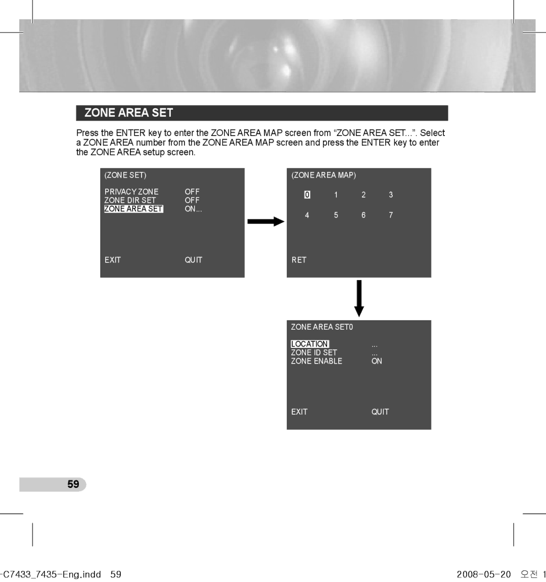 Samsung SCC-C7435(P), SCC-C7433(P) manual Zone Area SET, C74337435-Eng.indd59 