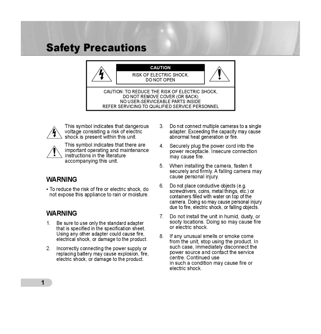 Samsung SCC-C7435P manual Safety Precautions 