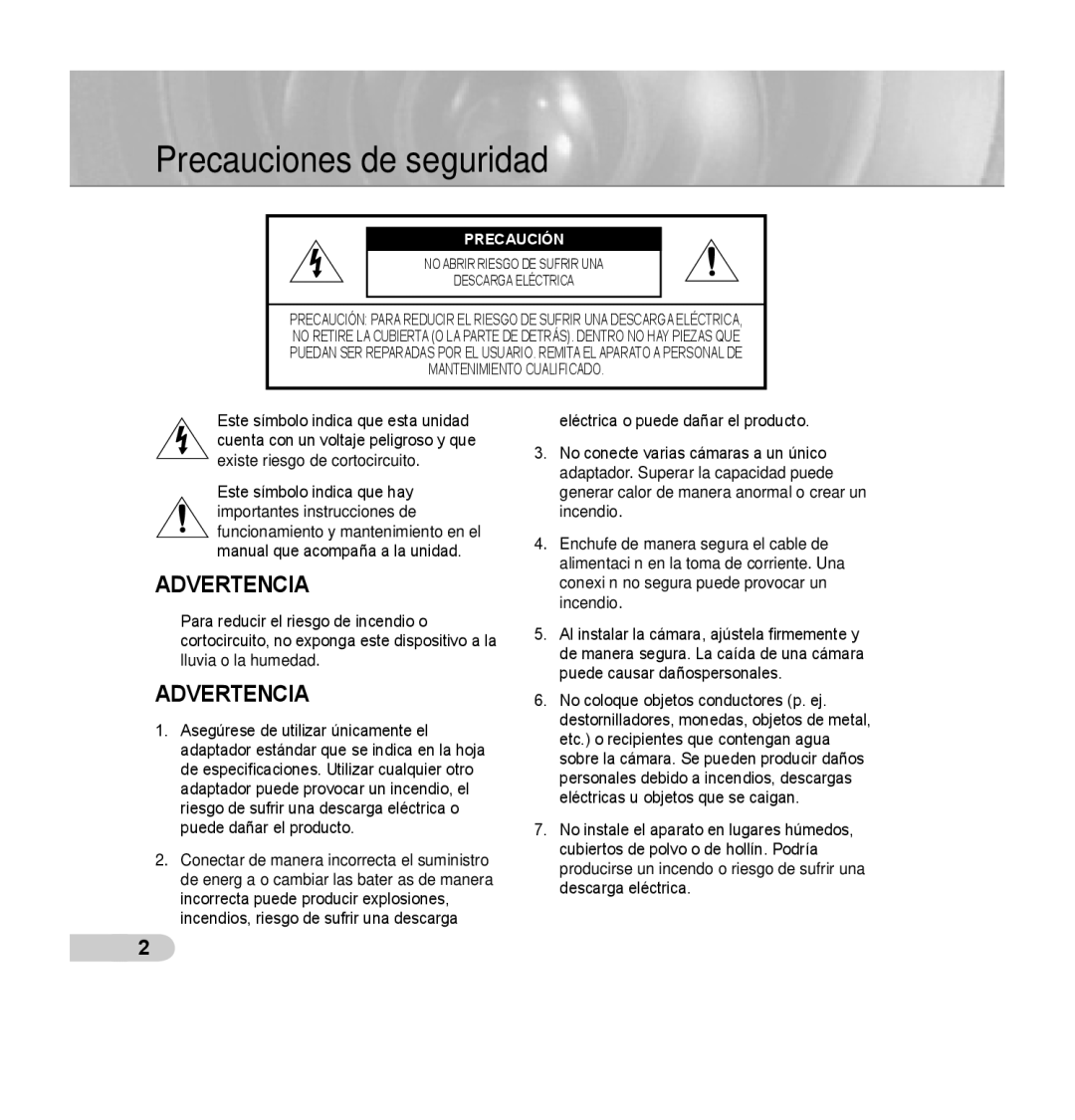 Samsung SCC-C7435P manual Precauciones de seguridad, Precaución 