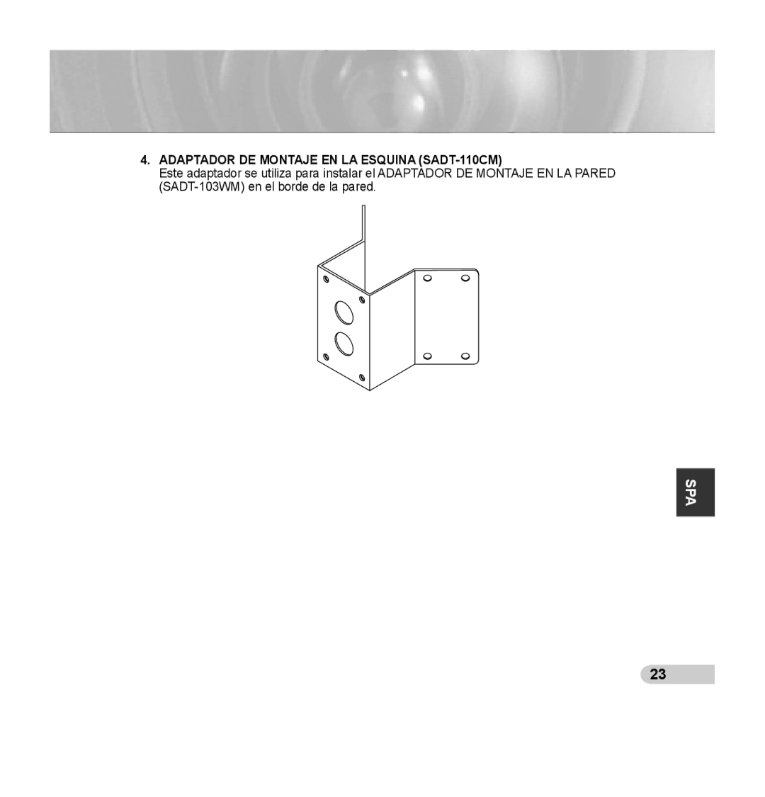 Samsung SCC-C7435P manual Adaptador DE Montaje EN LA Esquina SADT-110CM 