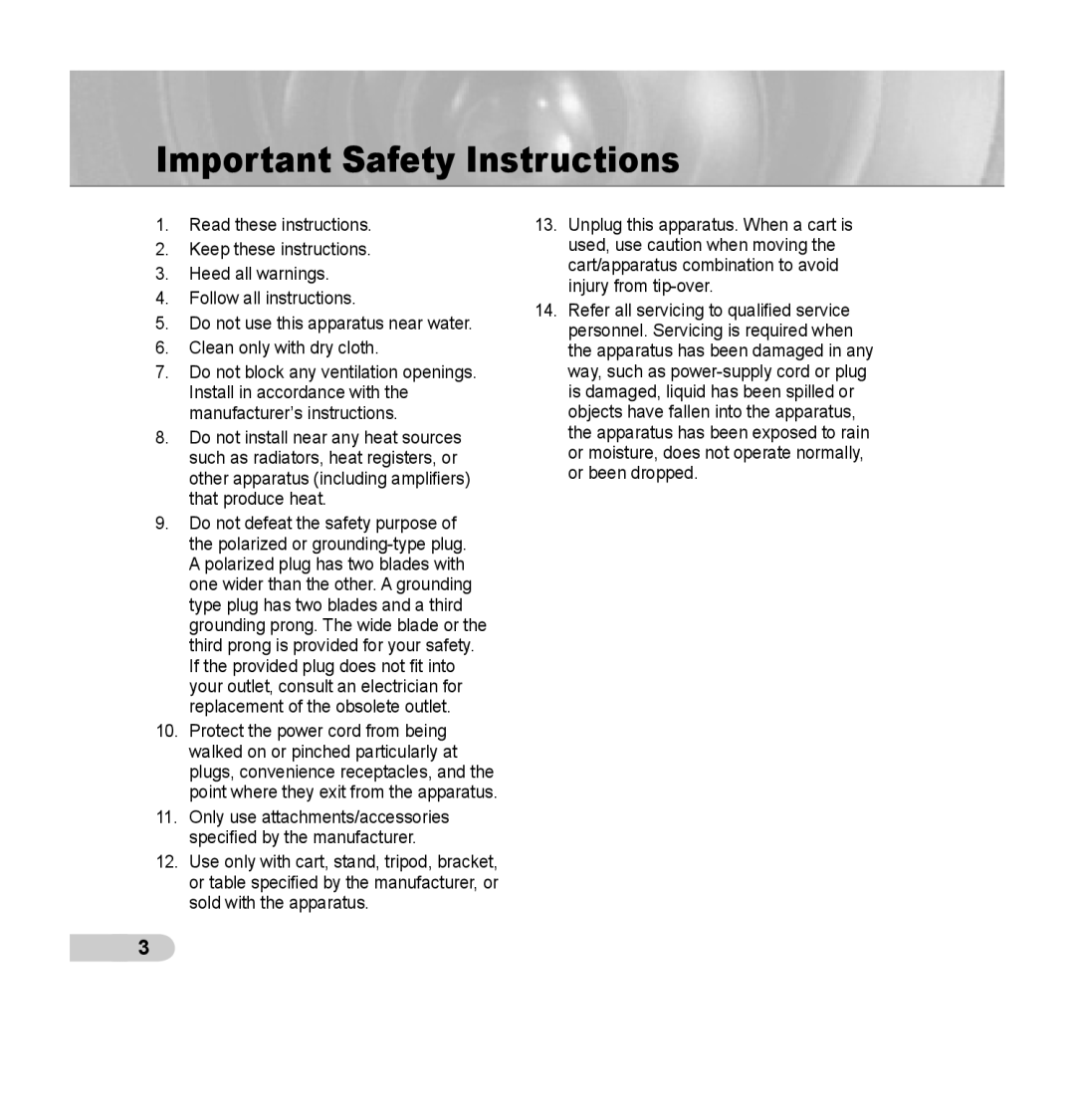 Samsung SCC-C7435P manual Important Safety Instructions 