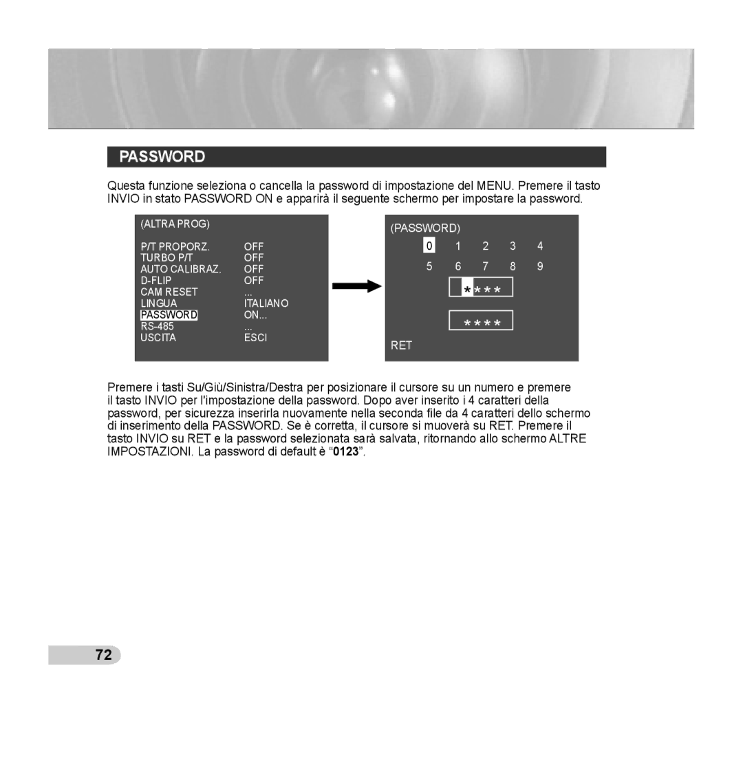 Samsung SCC-C7435P manual Password 