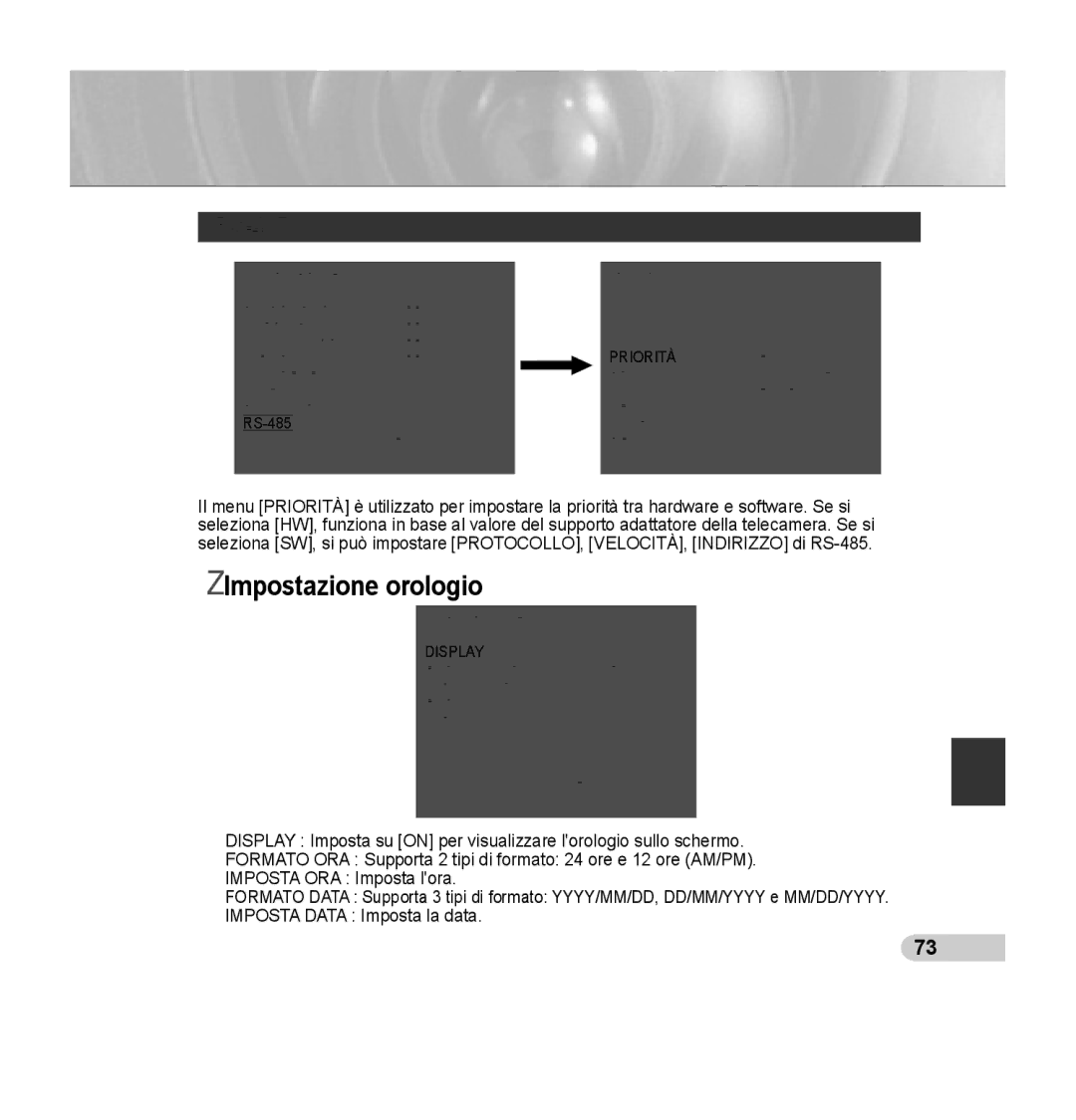 Samsung SCC-C7435P manual Impostazione orologio 