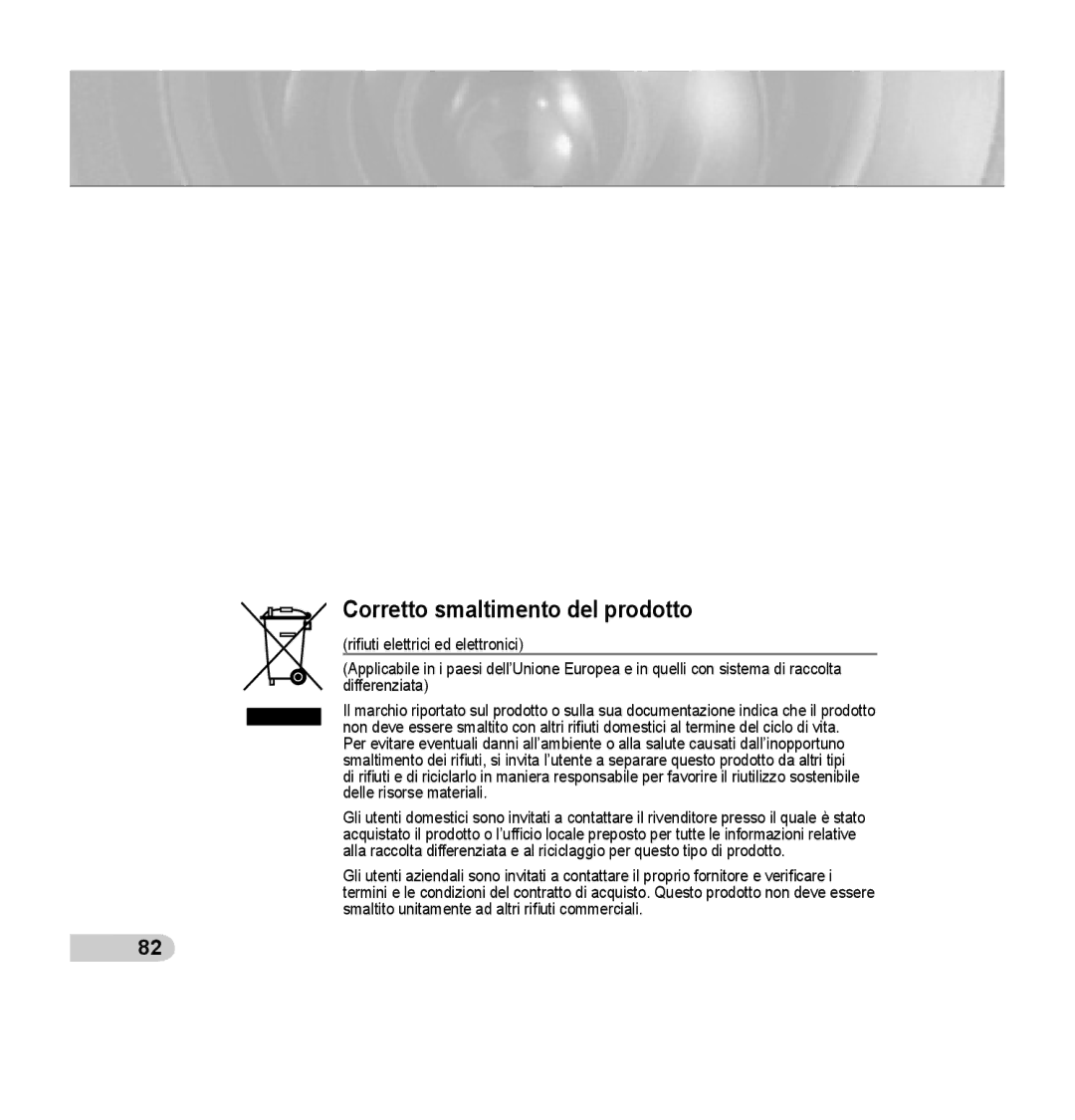 Samsung SCC-C7435P manual Corretto smaltimento del prodotto 