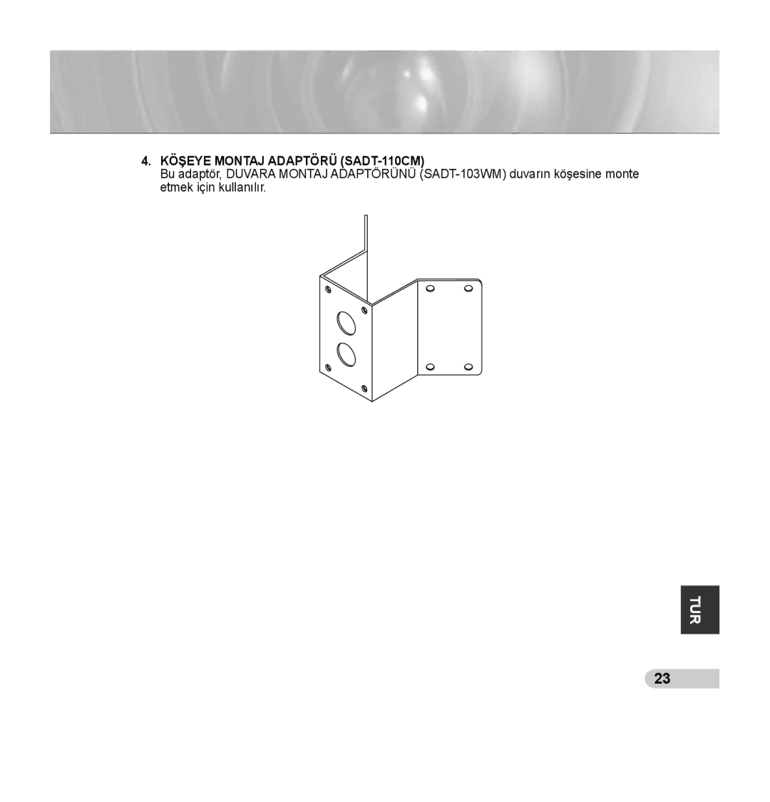 Samsung SCC-C7435P manual Köşeye Montaj Adaptörü SADT-110CM 