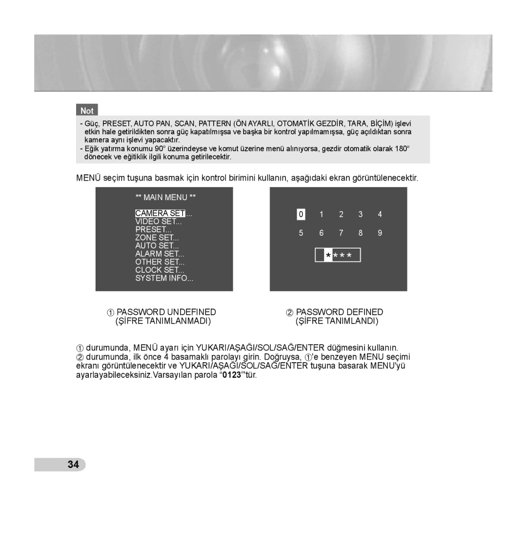 Samsung SCC-C7435P manual Not 