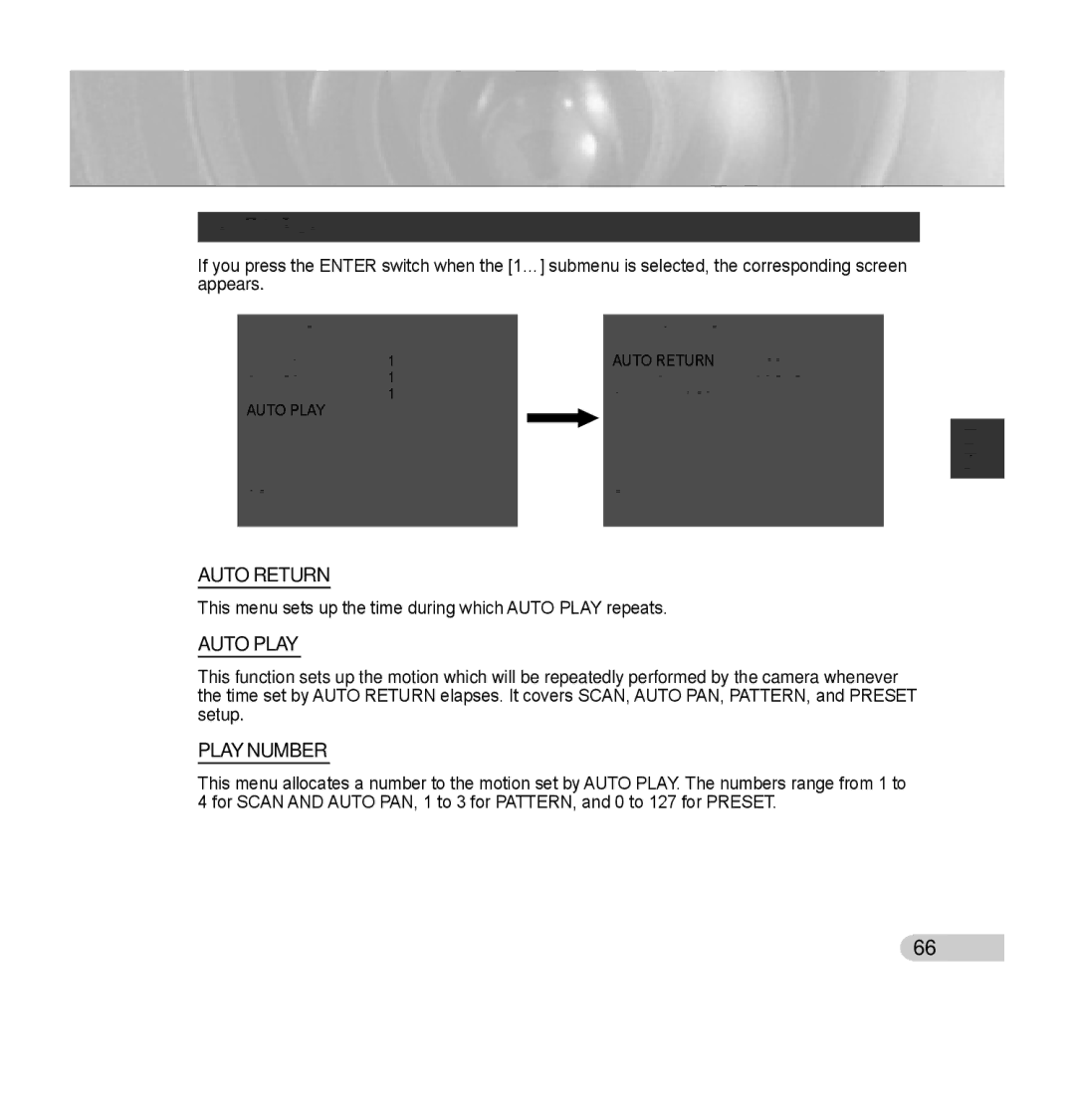 Samsung SCC-C7435P manual Auto Play, Auto Return, Play Number 