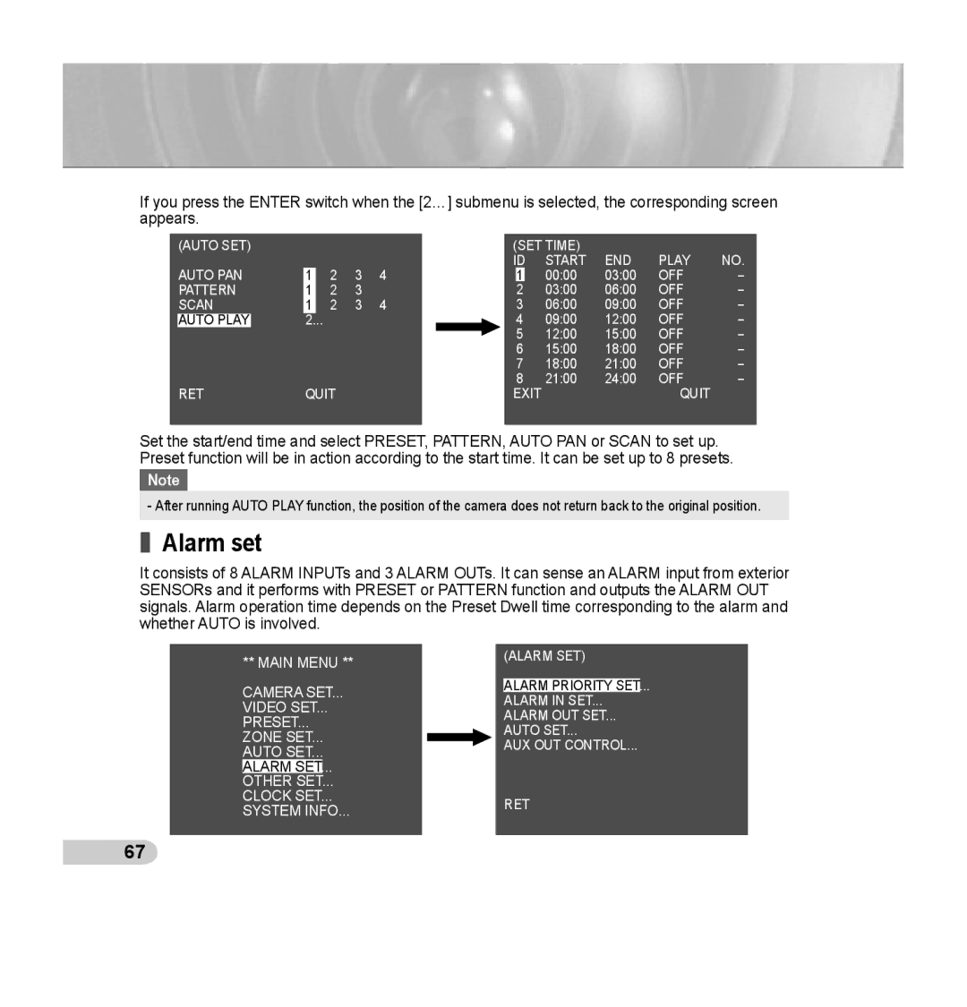 Samsung SCC-C7435P manual Alarm set 