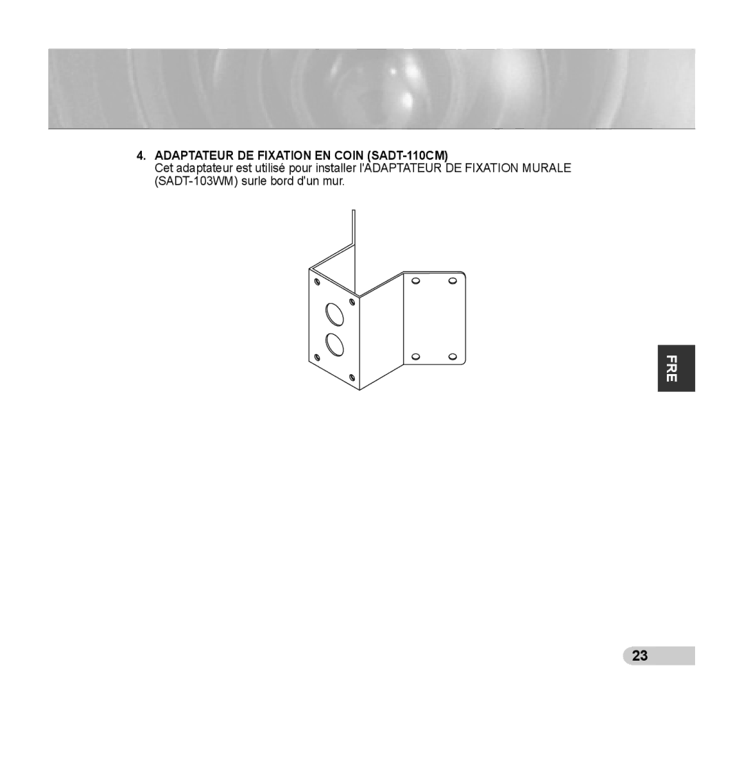 Samsung SCC-C7435P manual Adaptateur DE Fixation EN Coin SADT-110CM 