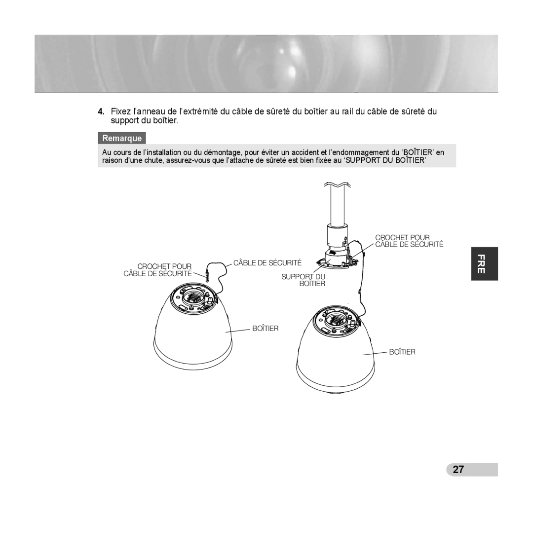 Samsung SCC-C7435P manual Crochet Pour Câble DE Sécurité 