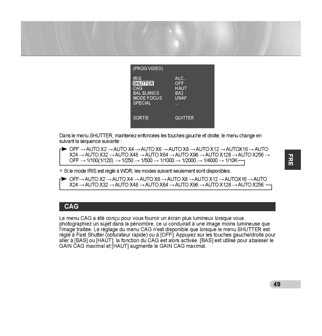 Samsung SCC-C7435P manual Cag 