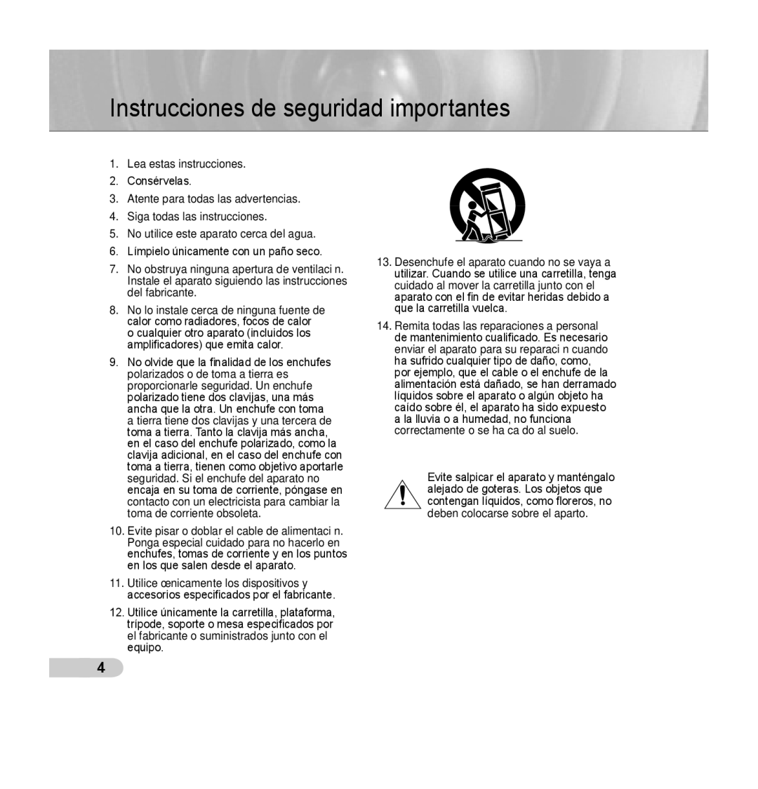 Samsung SCC-C7435P manual Instrucciones de seguridad importantes 