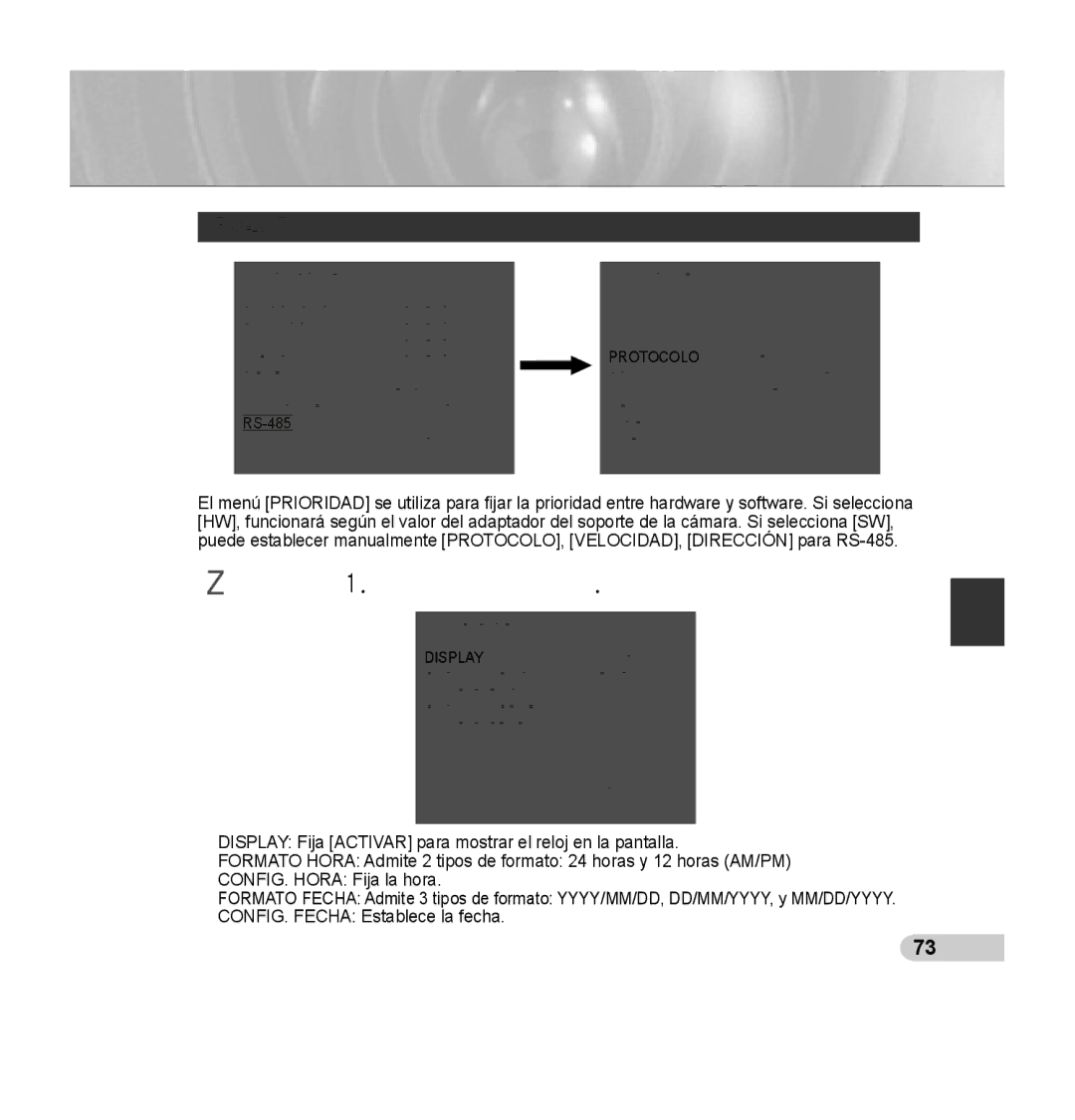 Samsung SCC-C7435P manual Configuración del reloj 