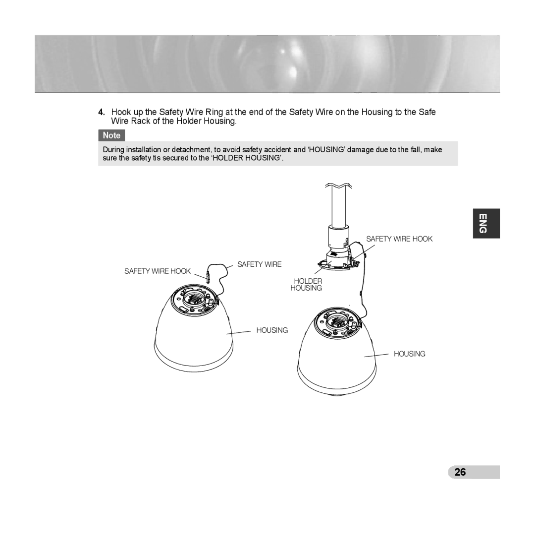 Samsung SCC-C7435P manual Safety Wire Hook 