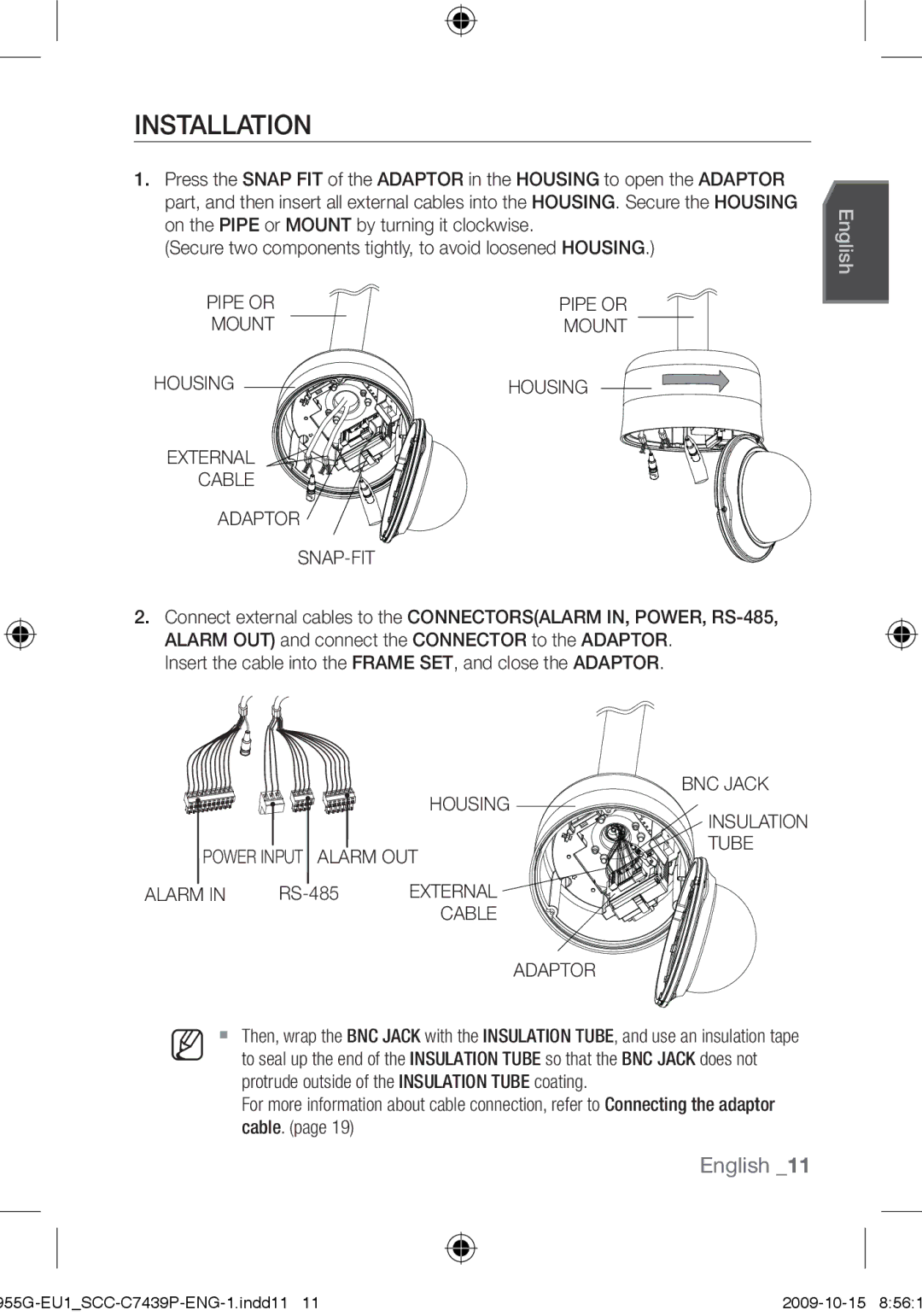 Samsung SCC-C7439P user manual Installation 