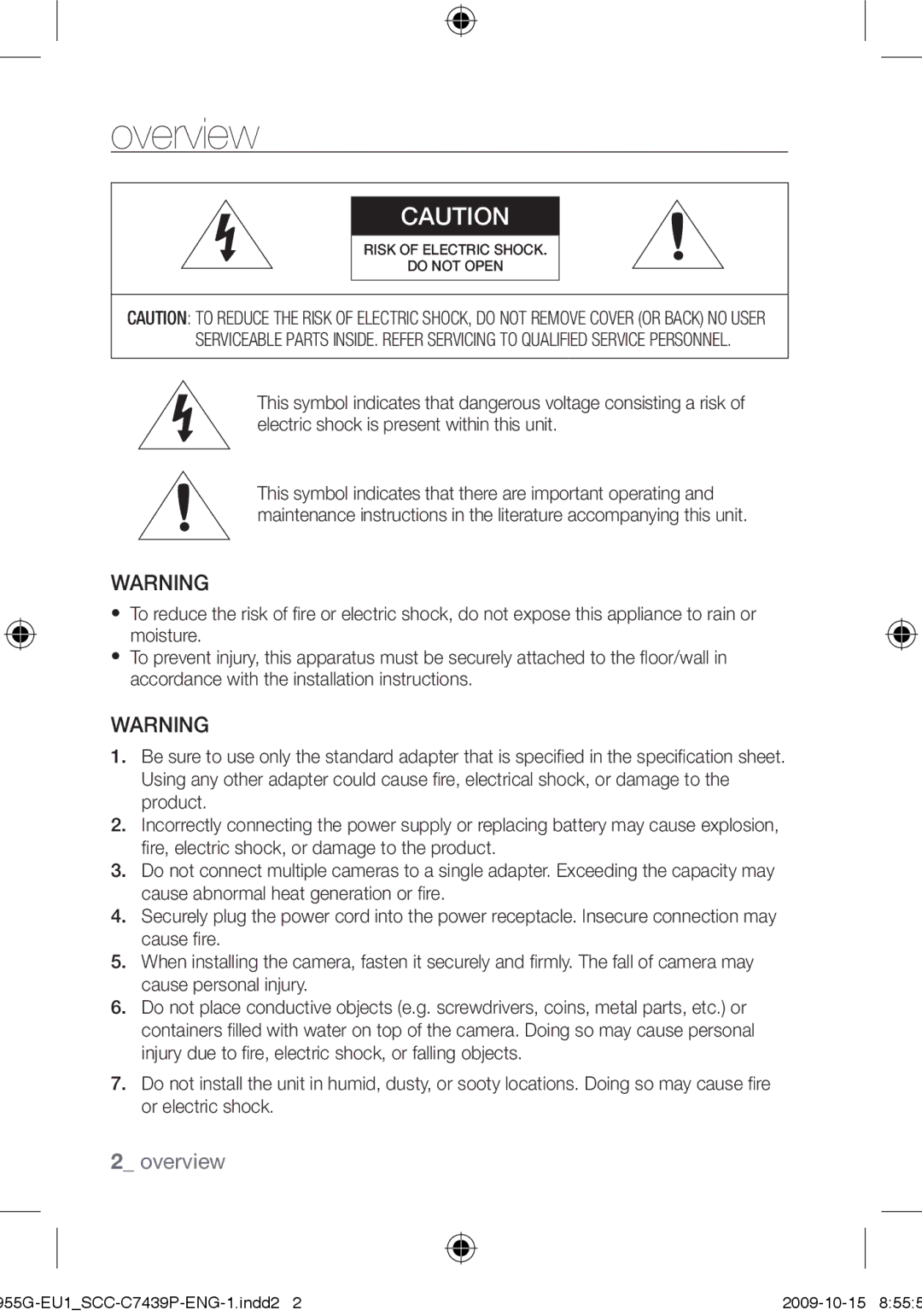 Samsung SCC-C7439P user manual Overview 