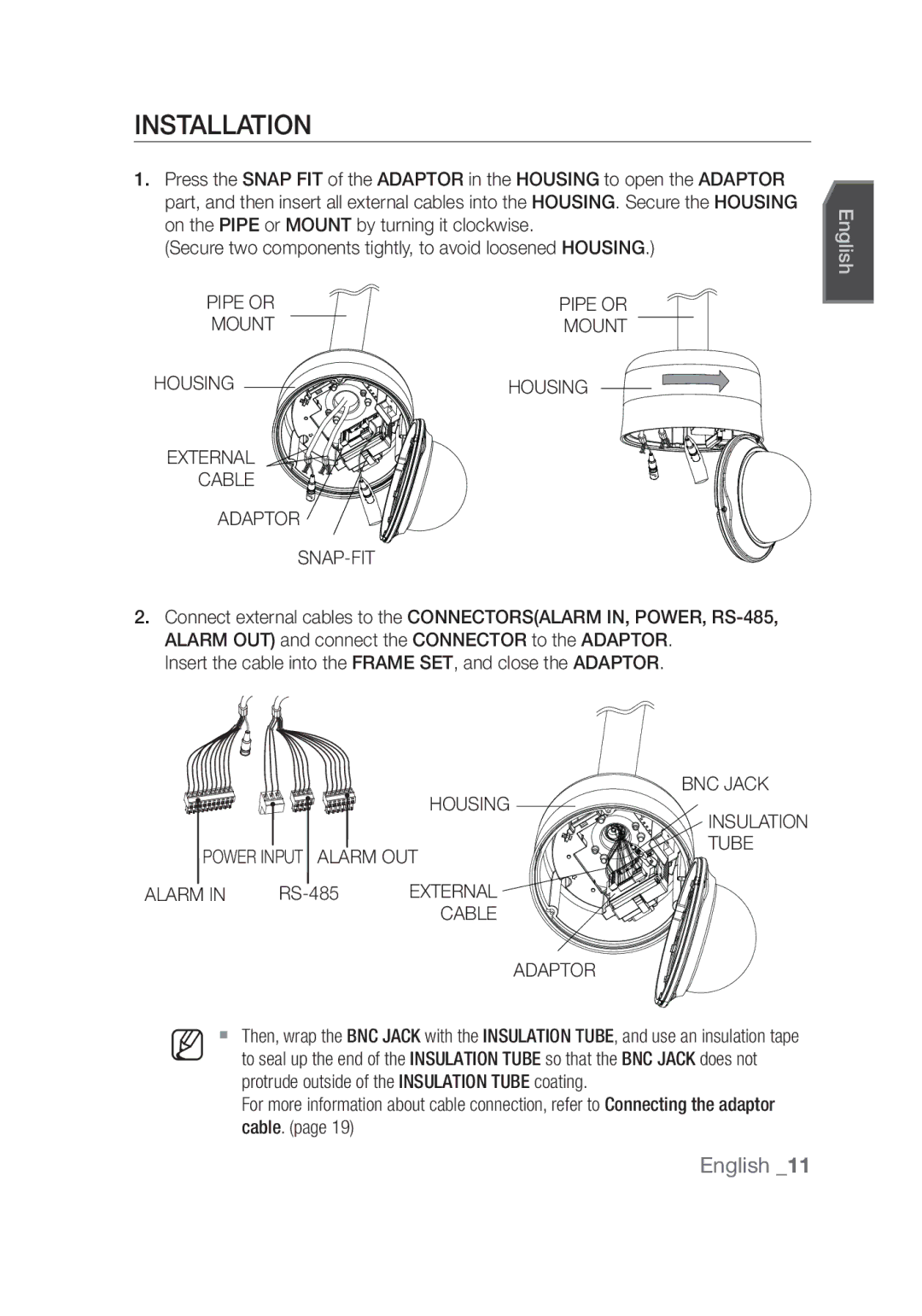 Samsung SCC-C7439P manual Installation 