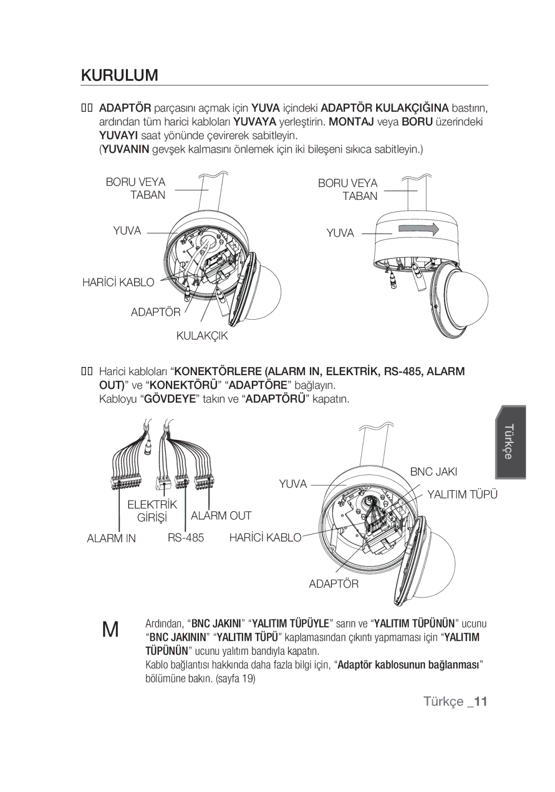 Samsung SCC-C7439P manual Kurulum, Türkçe 