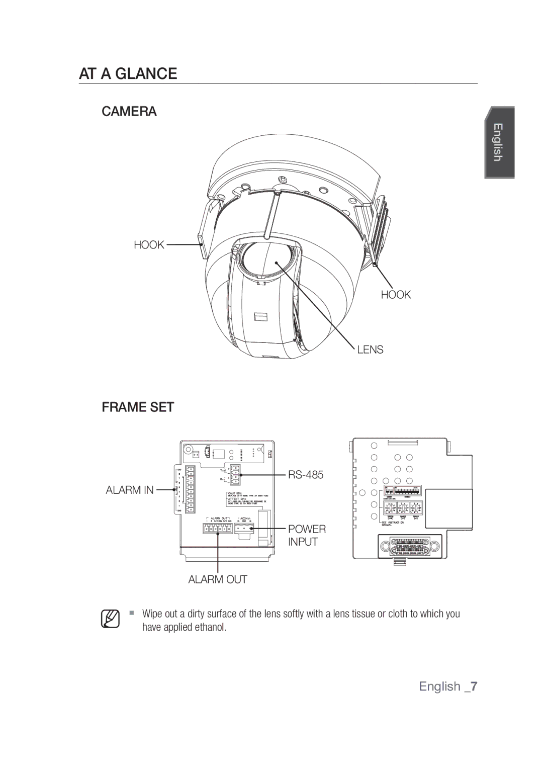 Samsung SCC-C7439P manual At a Glance, Camera, Frame SET 