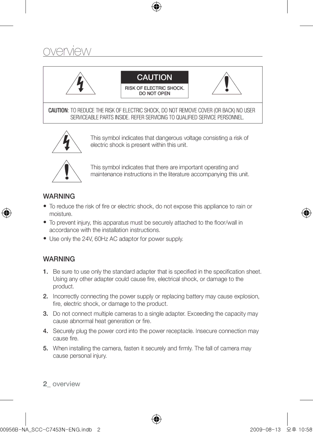 Samsung SCC-C7453N user manual Overview 