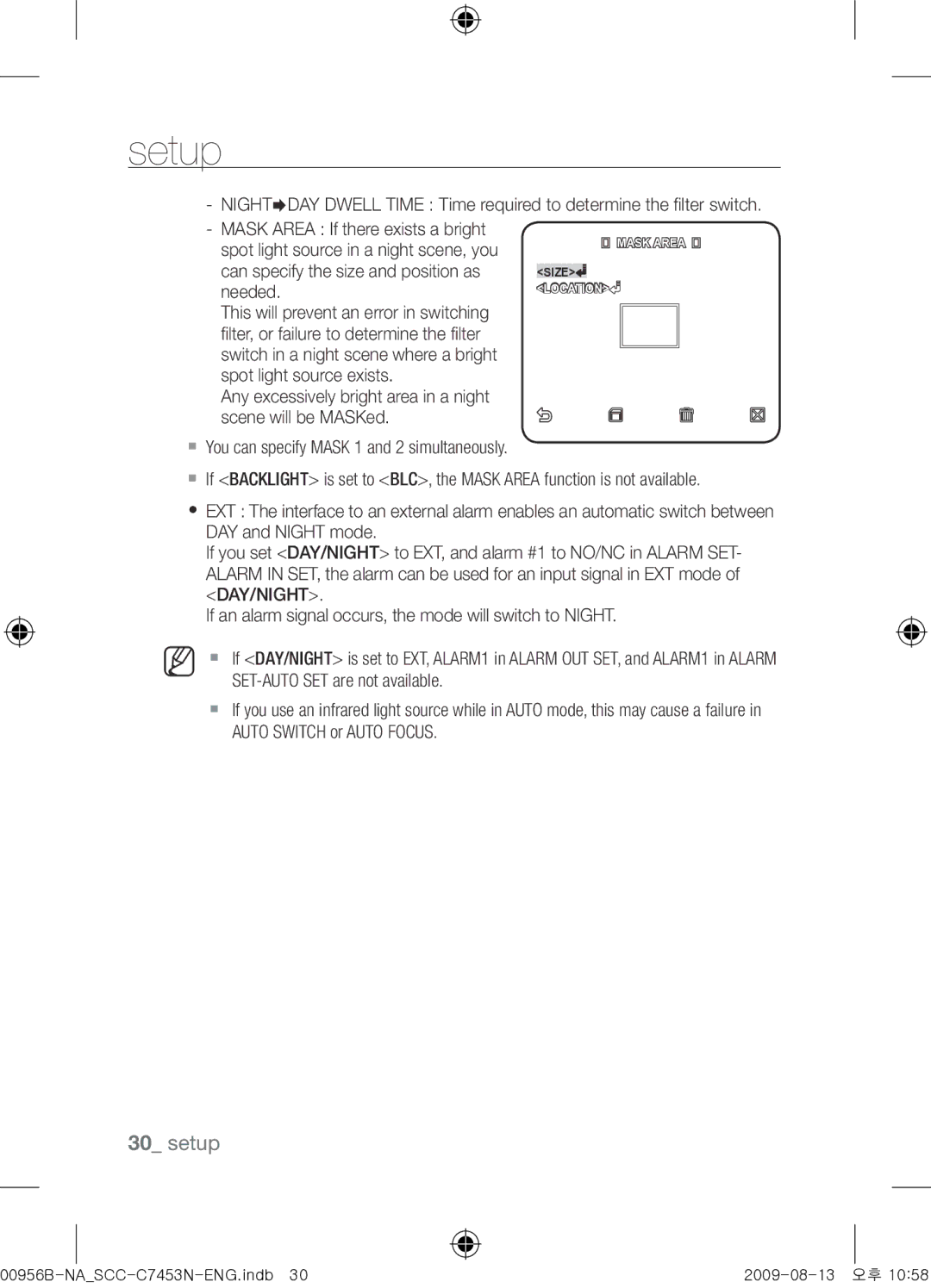 Samsung SCC-C7453N user manual Needed, SET-AUTO SET are not available, Auto Switch or Auto Focus 