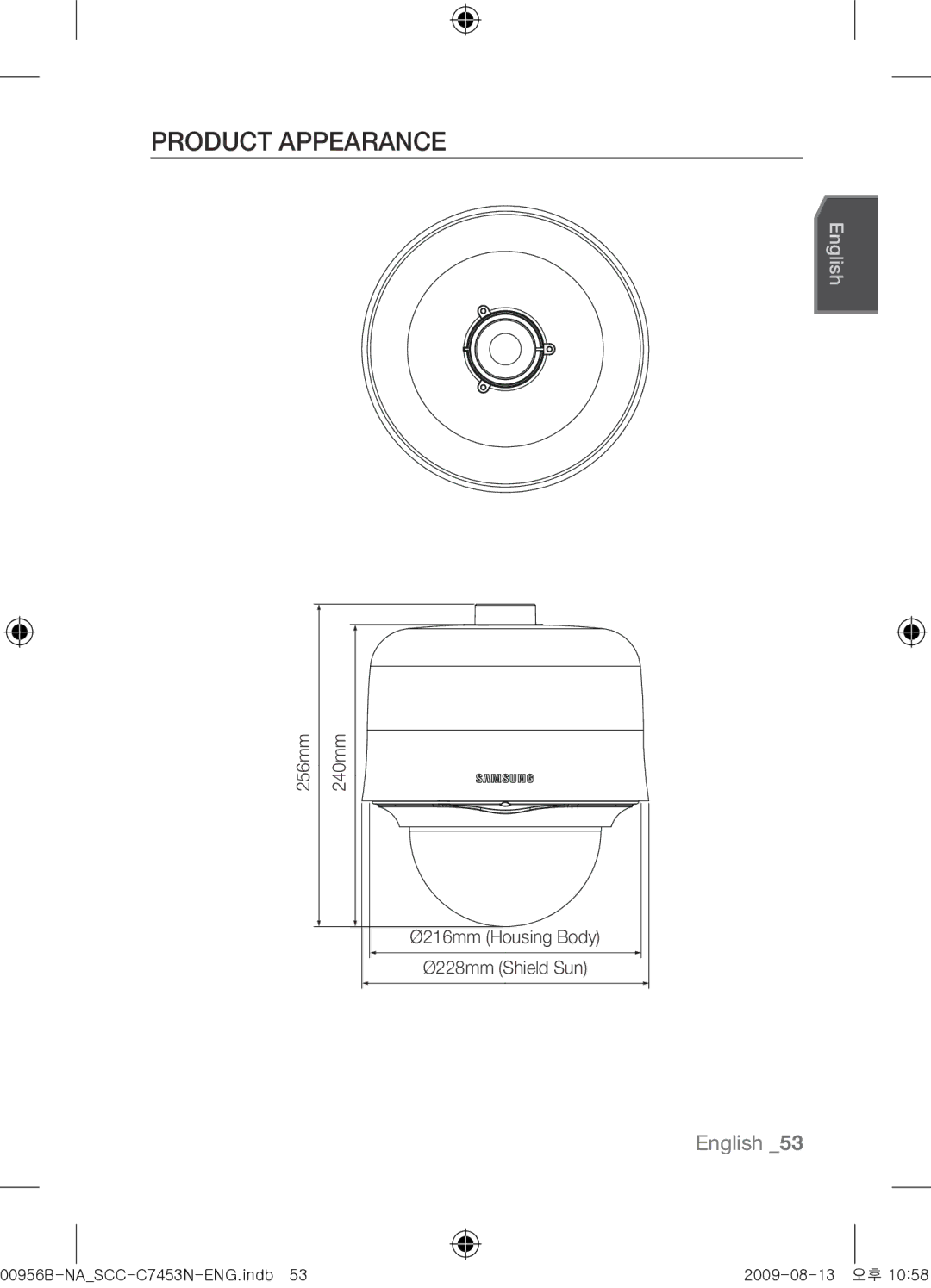 Samsung SCC-C7453N user manual Product Appearance 