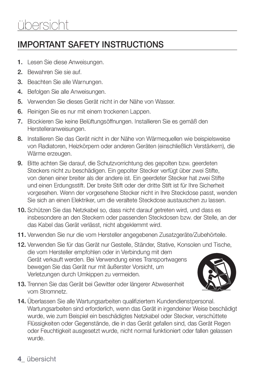 Samsung SCC-C7453P manual Important Safety Instructions 