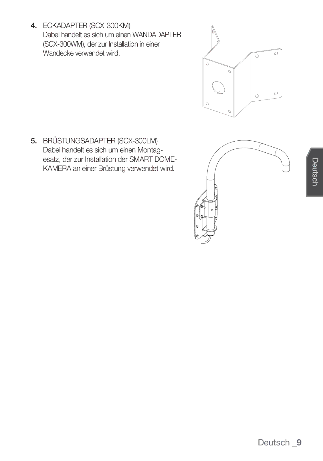 Samsung SCC-C7453P manual Eckadapter SCX-300KM 