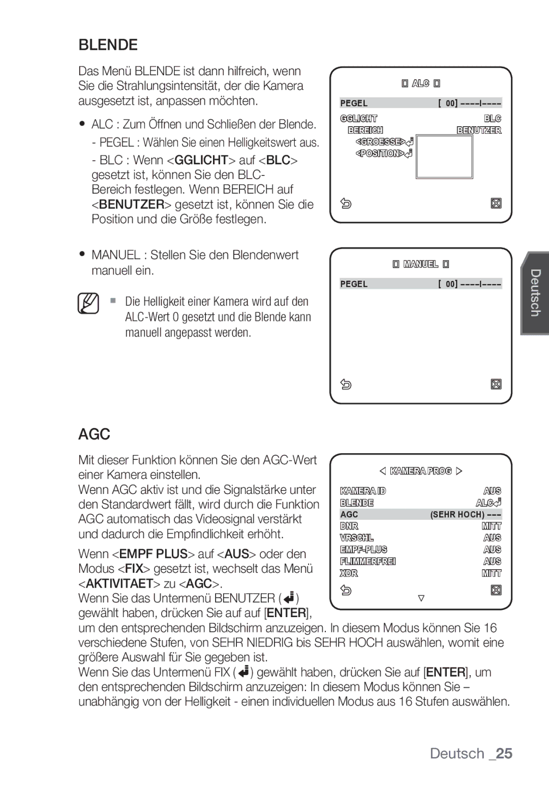 Samsung SCC-C7453P manual Blende 