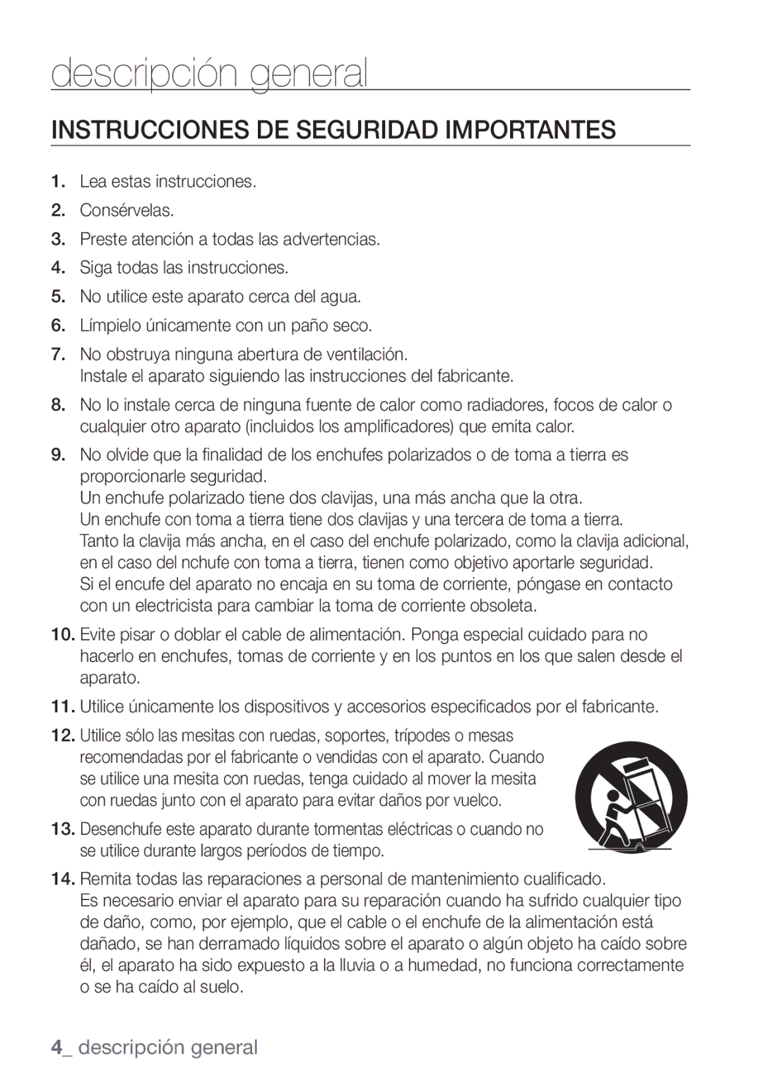 Samsung SCC-C7453P manual Instrucciones DE Seguridad Importantes 