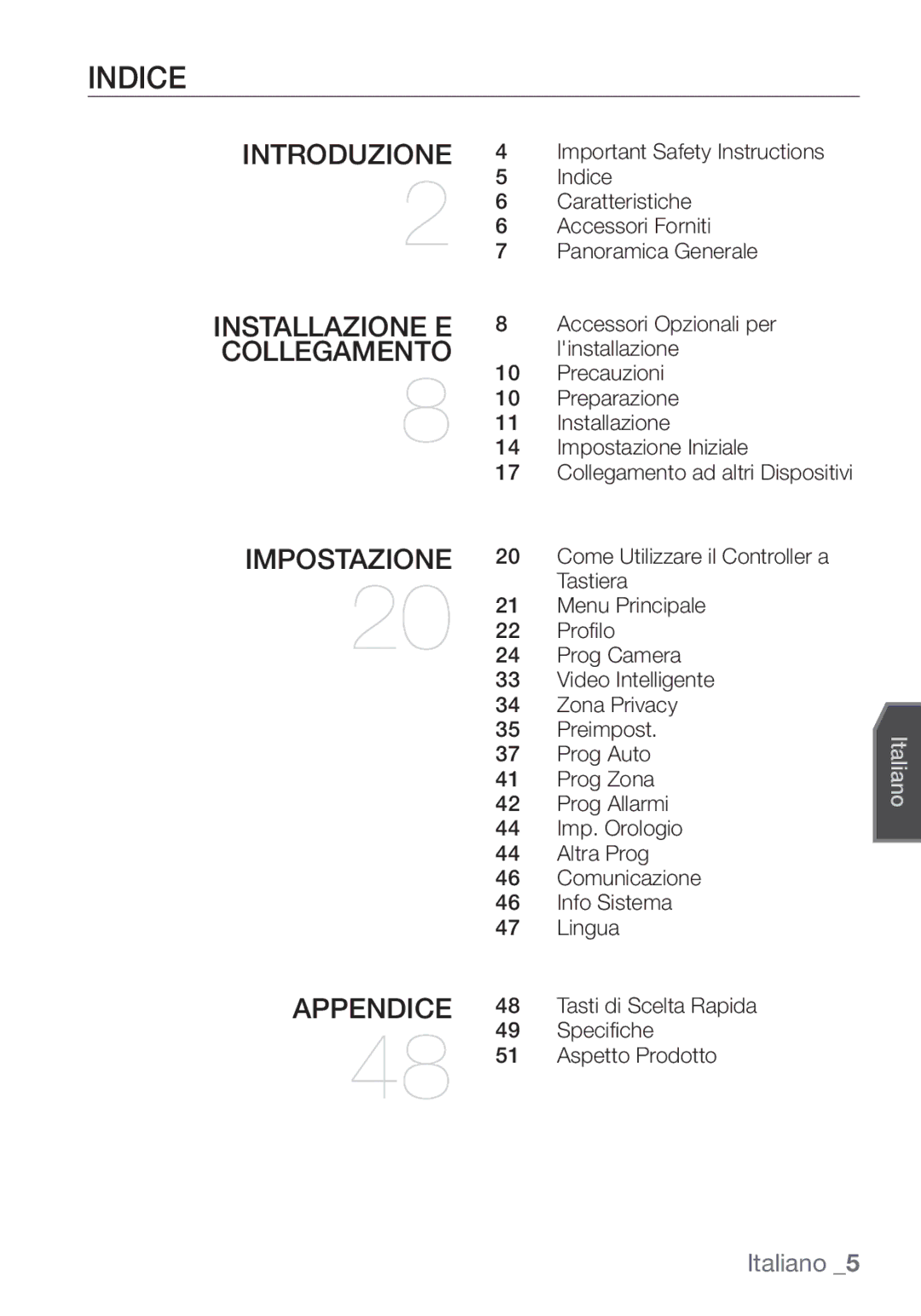 Samsung SCC-C7453P manual Indice 