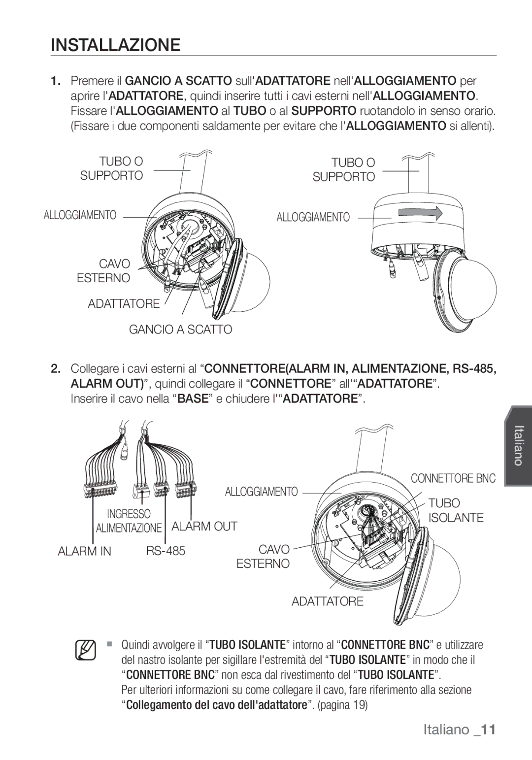 Samsung SCC-C7453P manual Installazione 