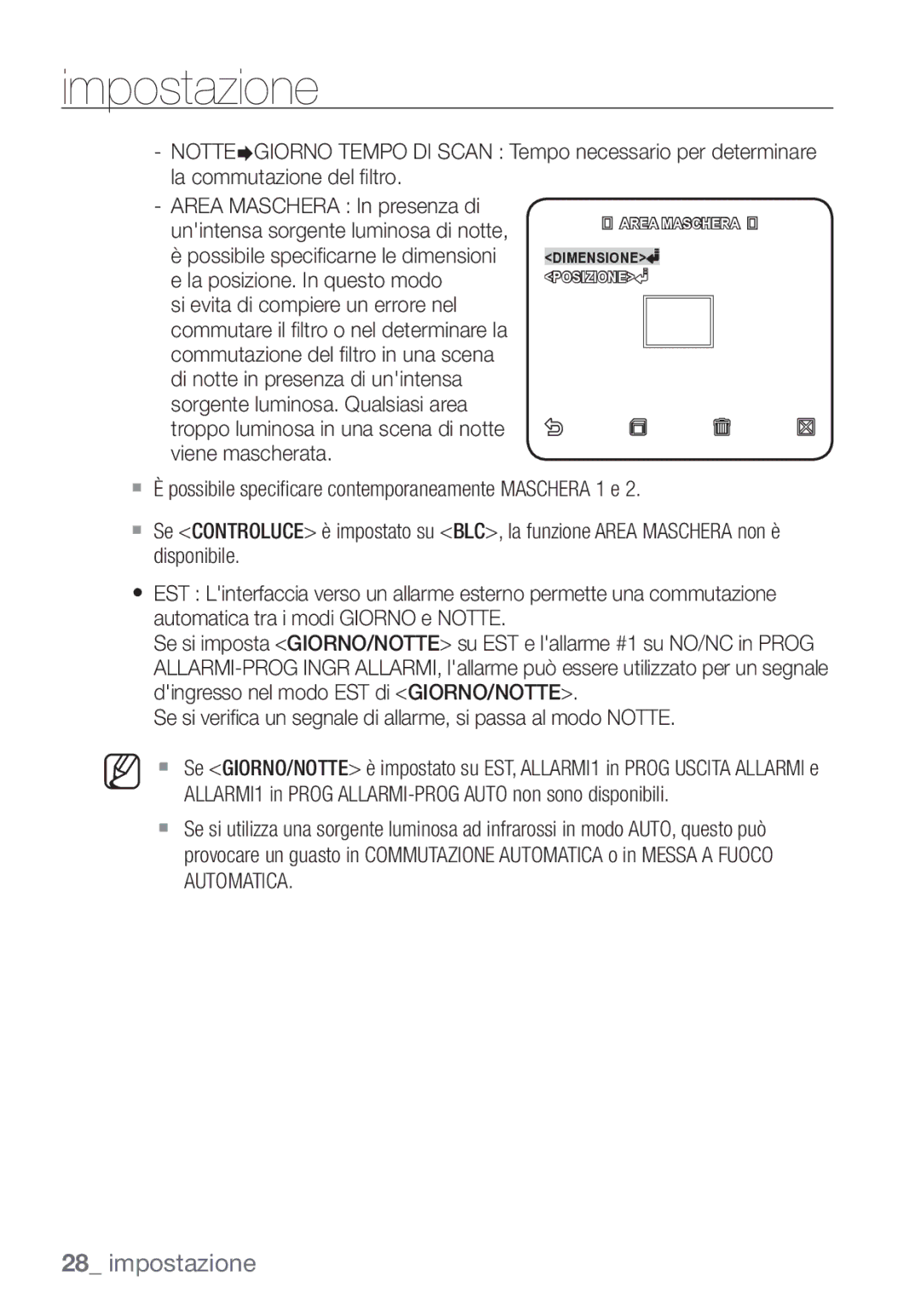 Samsung SCC-C7453P manual Impostazione 