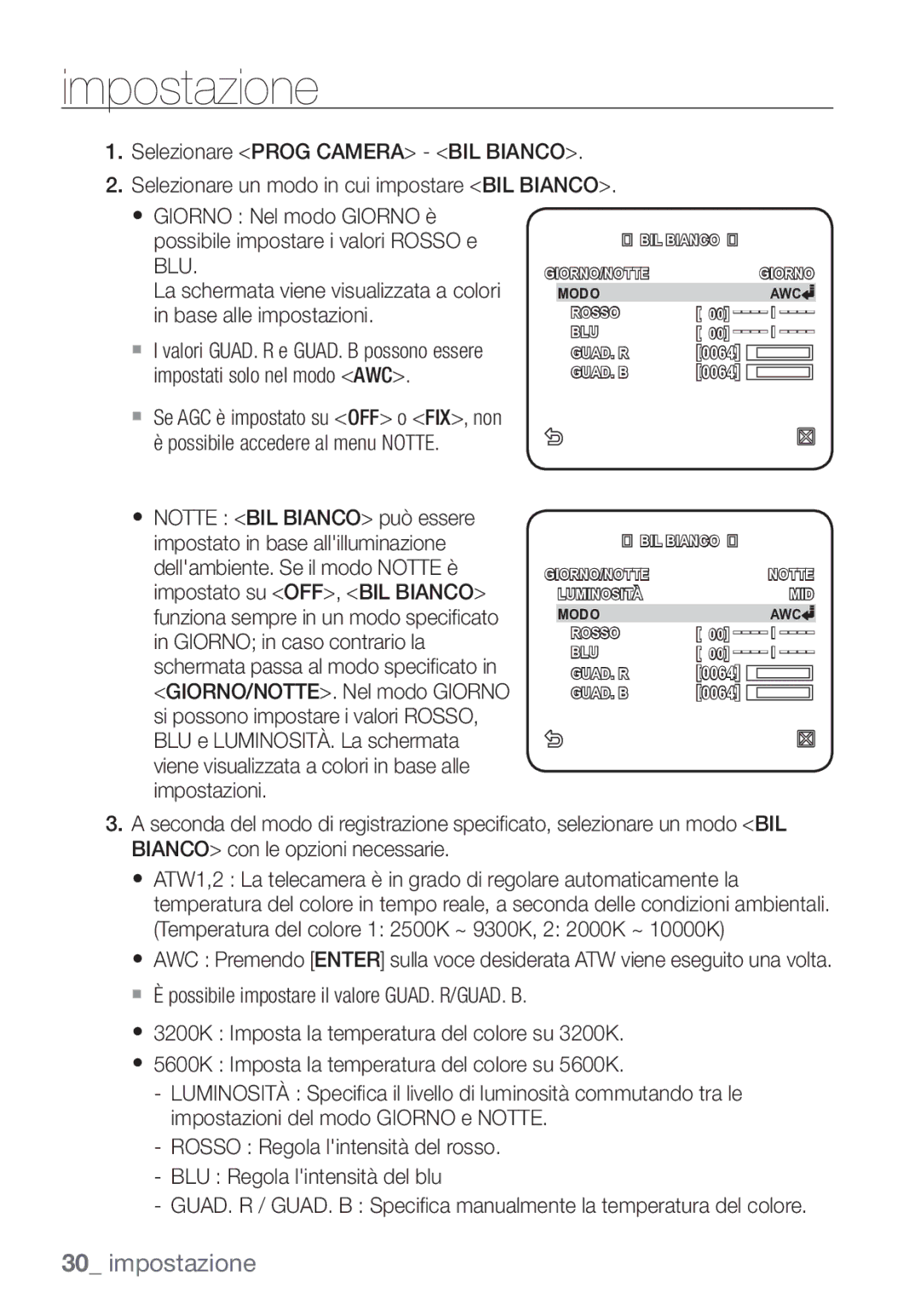 Samsung SCC-C7453P manual Giorno/Notte 