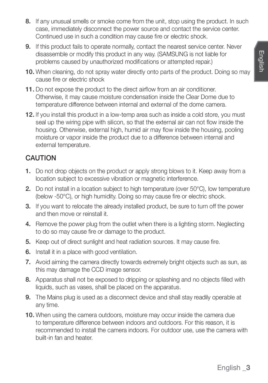 Samsung SCC-C7453P manual English 