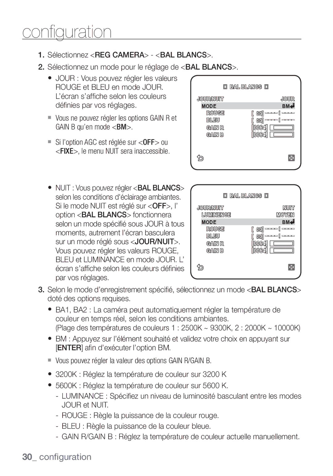 Samsung SCC-C7453P manual Bleu Gain R 