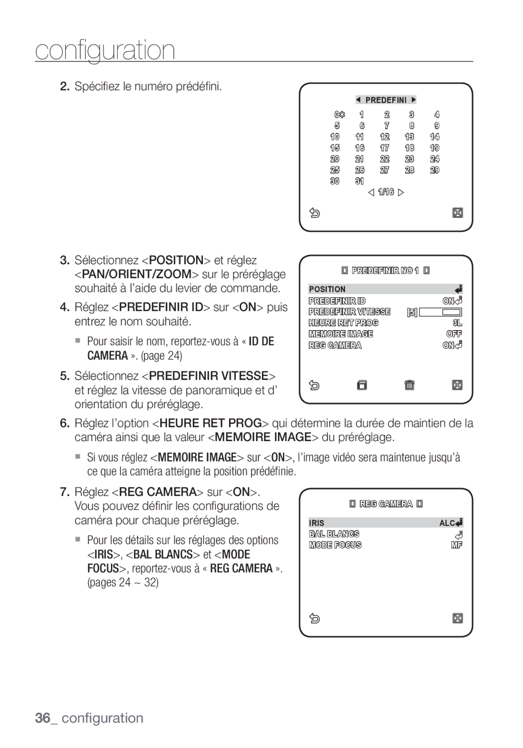 Samsung SCC-C7453P manual Position Predefinir ID 