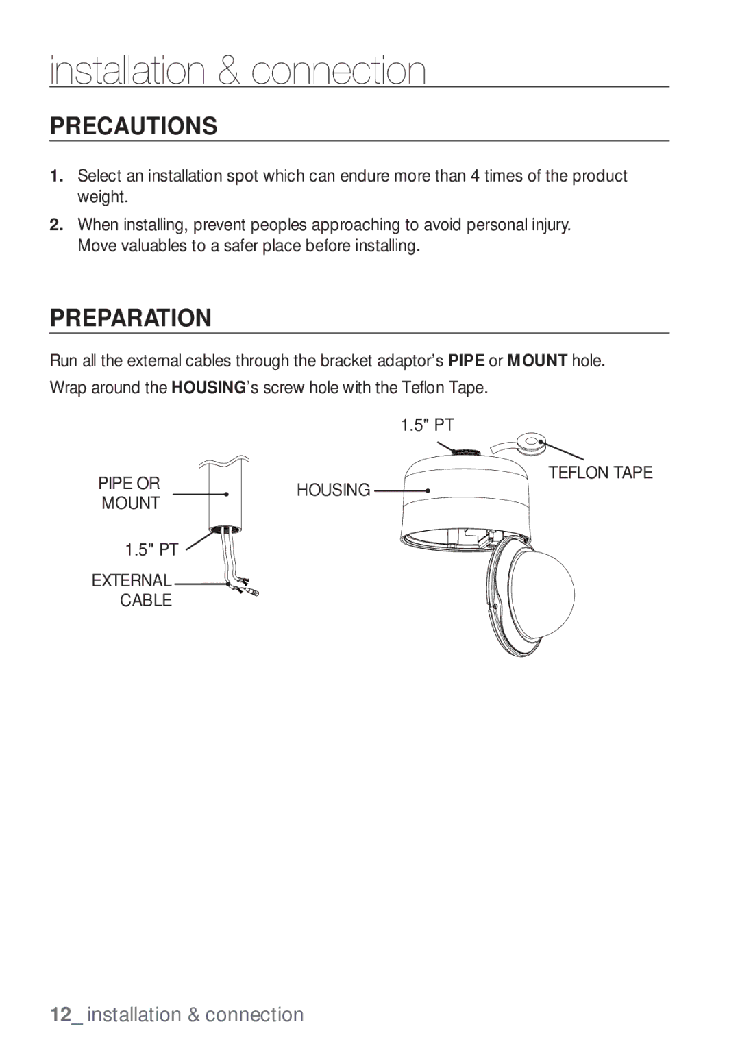 Samsung SCC-C7453P manual Precautions, Preparation 